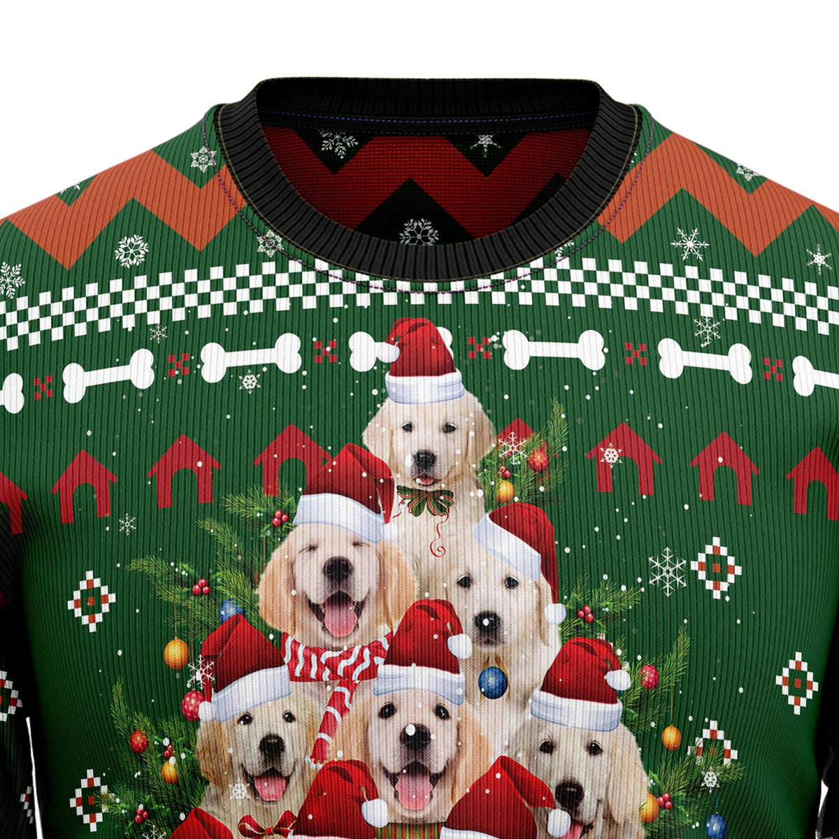 Golden Retriever Pine Tree Ugly Christmas Sweater for Men Women, Funny Holiday Party Outfit, Festive Xmas Gift