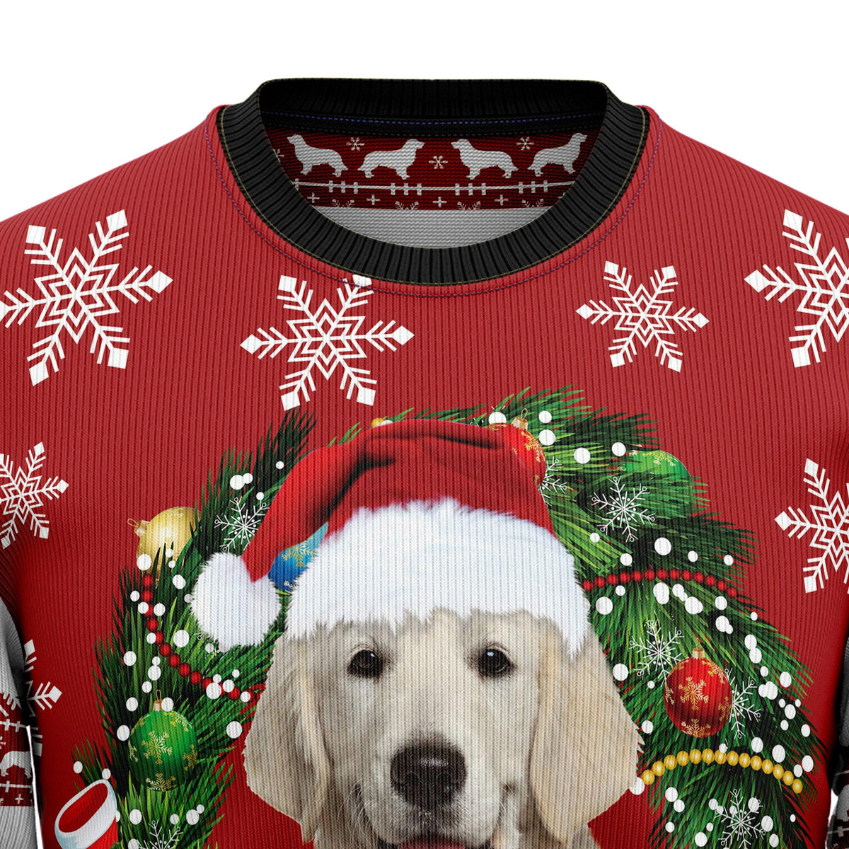 Golden Retriever Wearing Santa's Hat Ugly Christmas Sweater for Men Women, Funny Holiday Party Outfit, Festive Xmas Gift