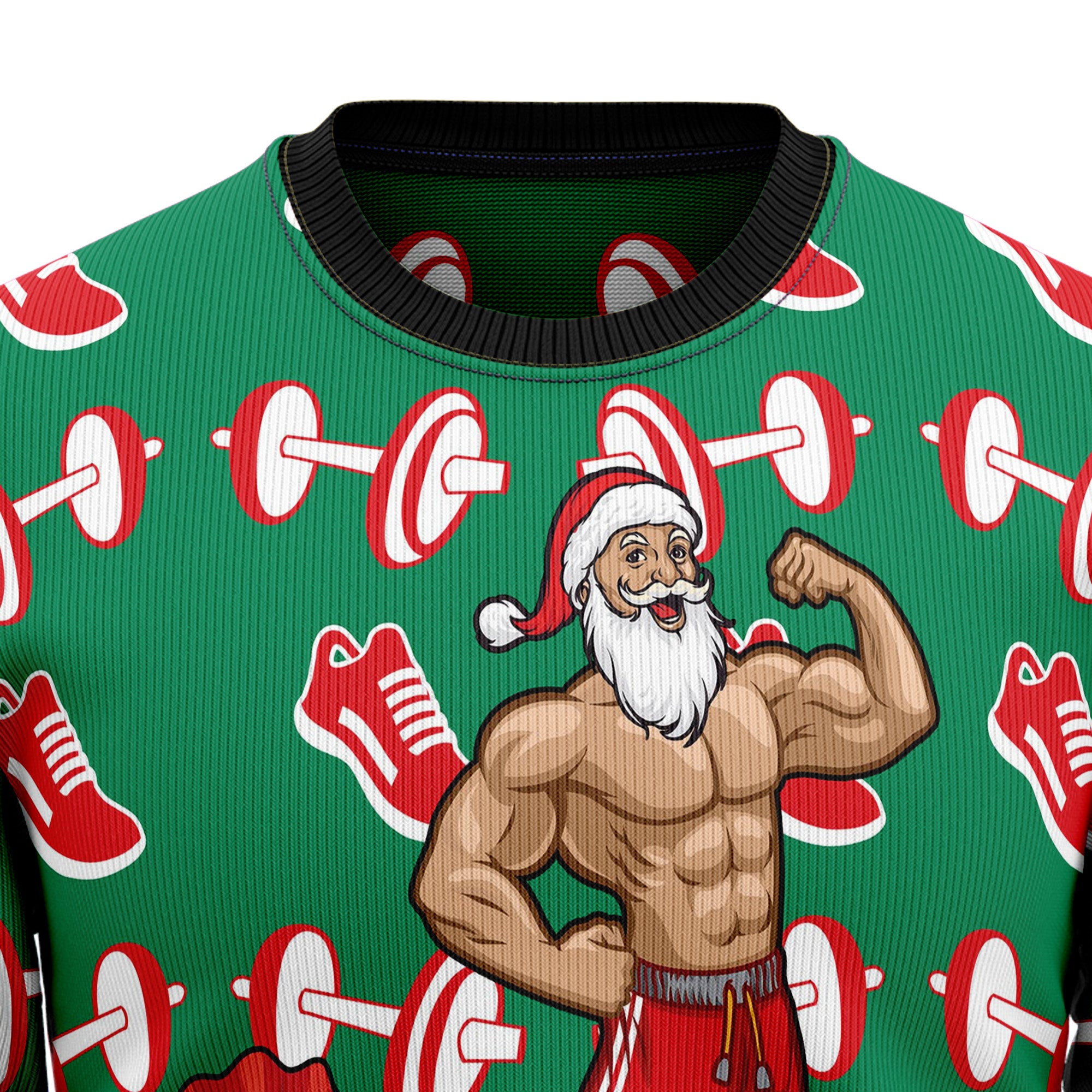 Santa Gym Christmas Ugly Christmas Sweater, Unisex Holiday Party Outfit, Xmas Gift for Gym and Fitness Lovers