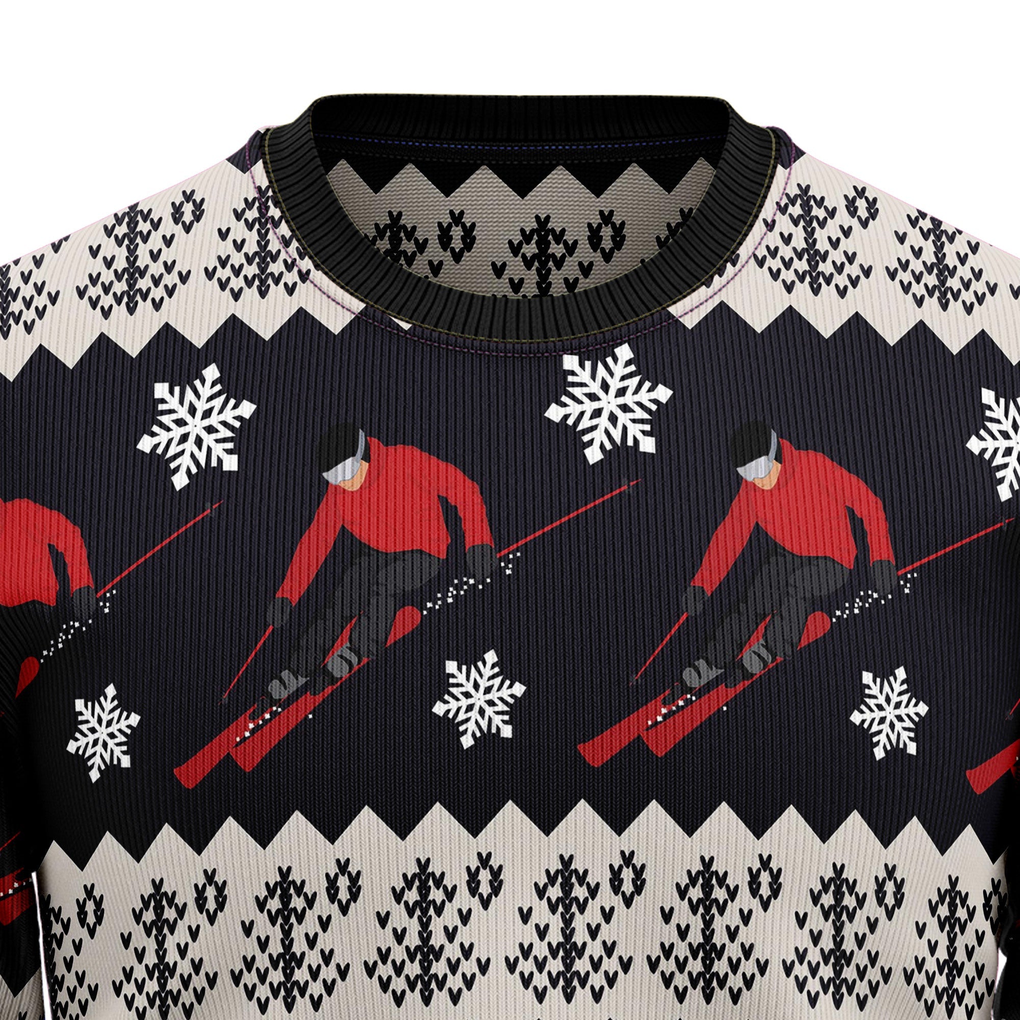 Skiing Ugly Christmas Sweater, Skier Holiday Pullover, Winter Sports Party Outfit and Christmas Gift for Ski Lovers
