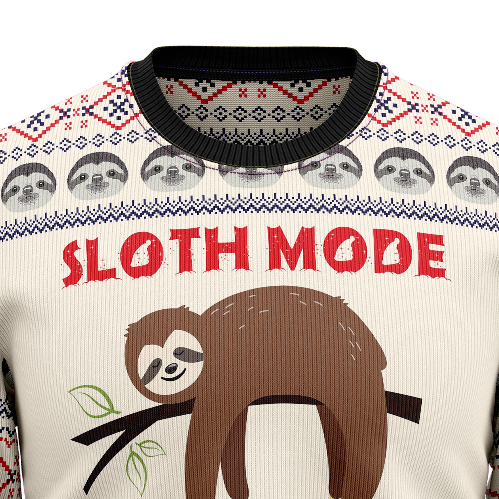 Sloth Mode Activated Ugly Christmas Sweater, Funny Holiday Party Outfit for Men and Women, Gift for Sloth Lovers