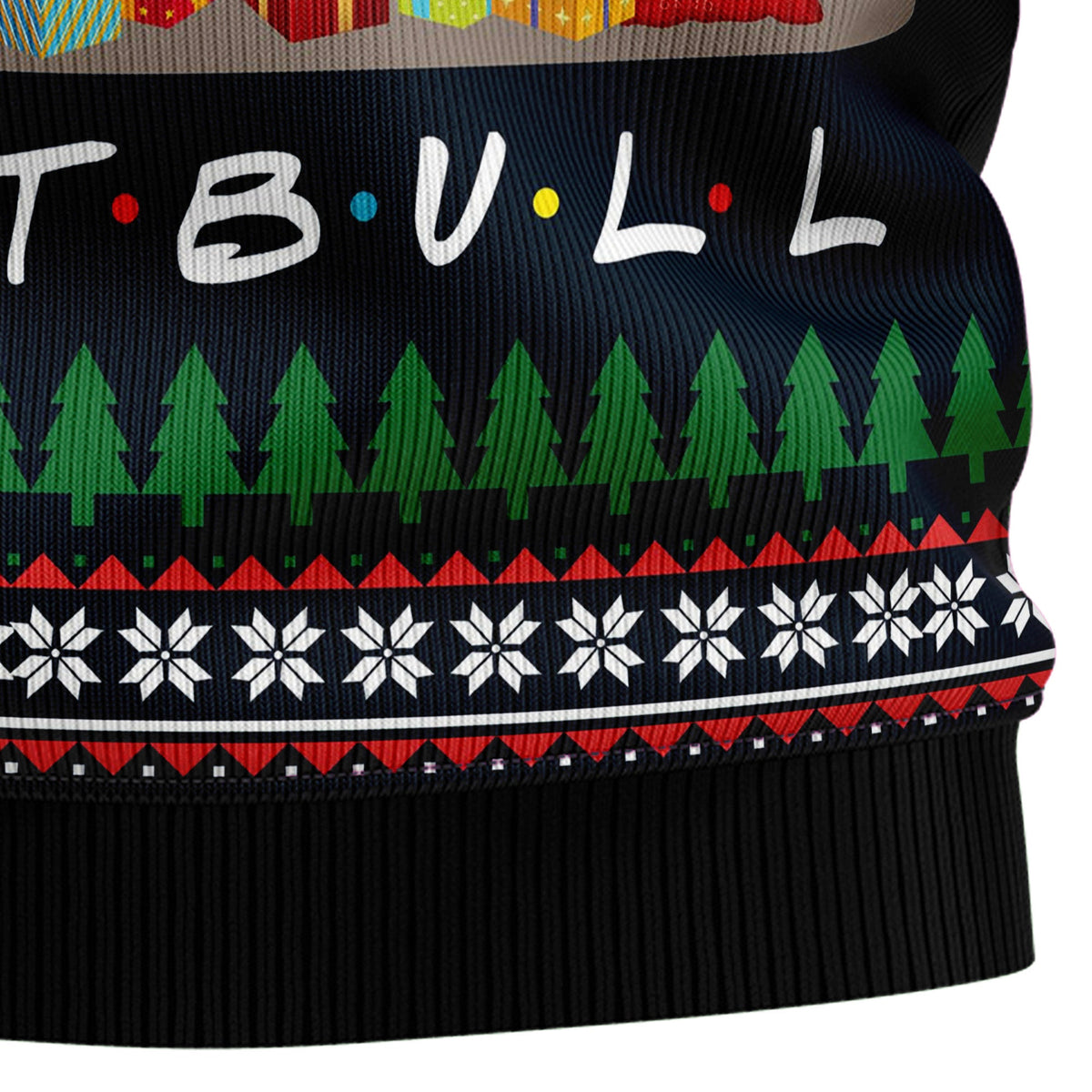 Pit Bull Friends on Red Sofa Ugly Christmas Sweater, Unisex Holiday Party Outfit, Gift for Pit Bull Dog Lovers
