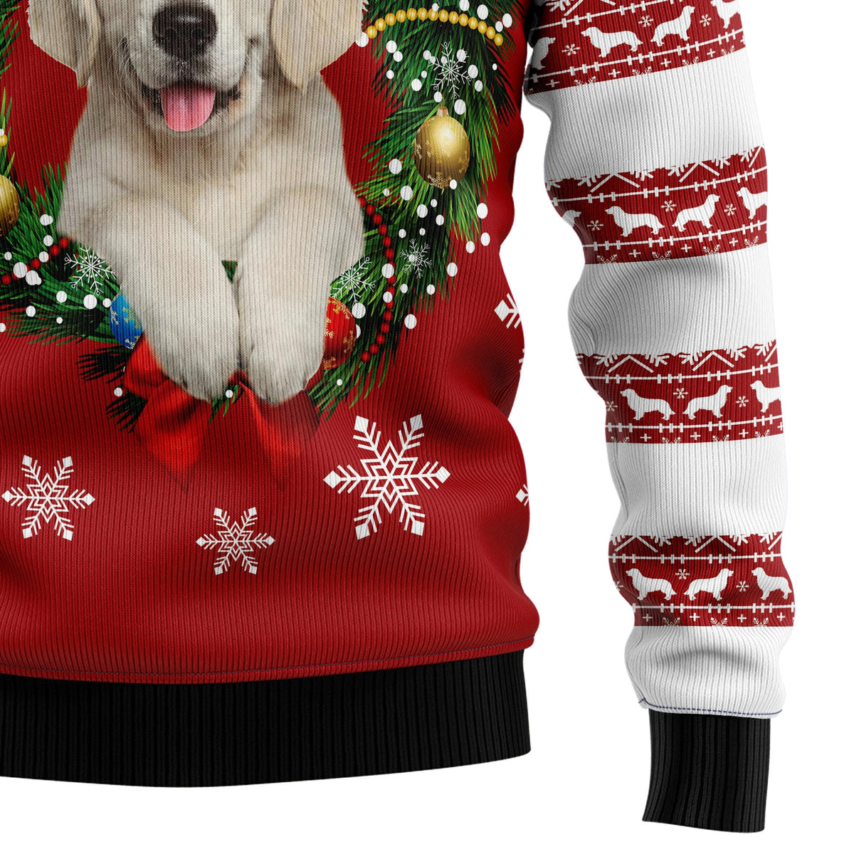 Golden Retriever Wearing Santa's Hat Ugly Christmas Sweater for Men Women, Funny Holiday Party Outfit, Festive Xmas Gift