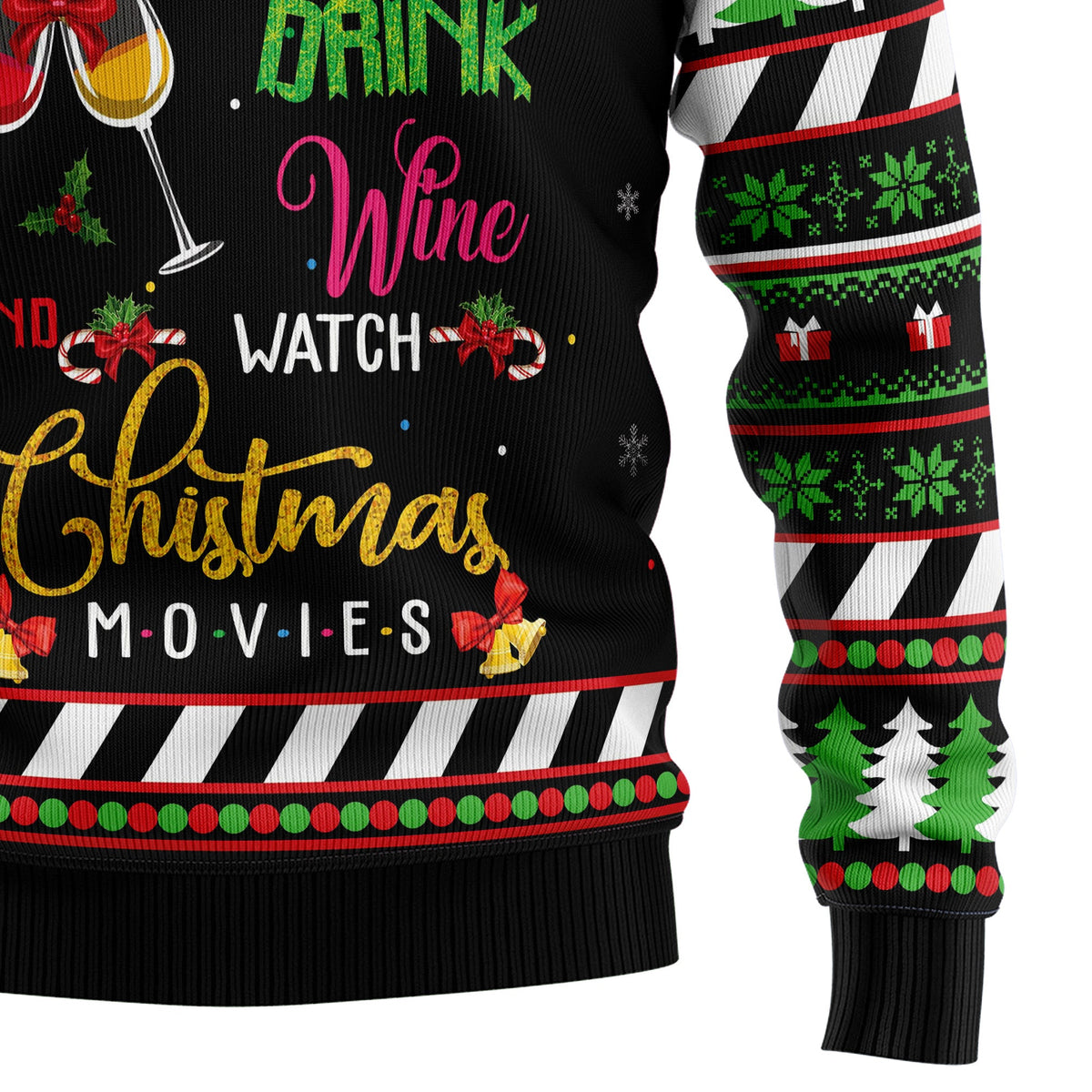Wine Christmas Movie Ugly Christmas Sweater for Men and Women, Funny Holiday Party Outfit, Festive Christmas Gift