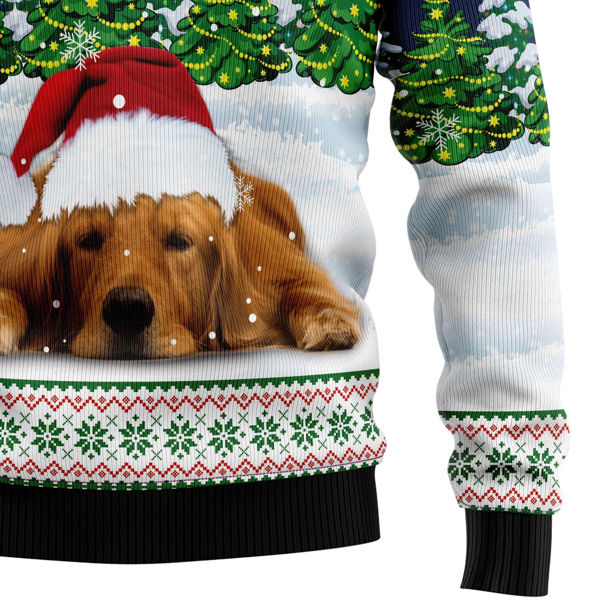Dreaming Golden Retriever Under Snow Ugly Christmas Sweater, Funny Christmas Gift for Golden Retriever Lovers