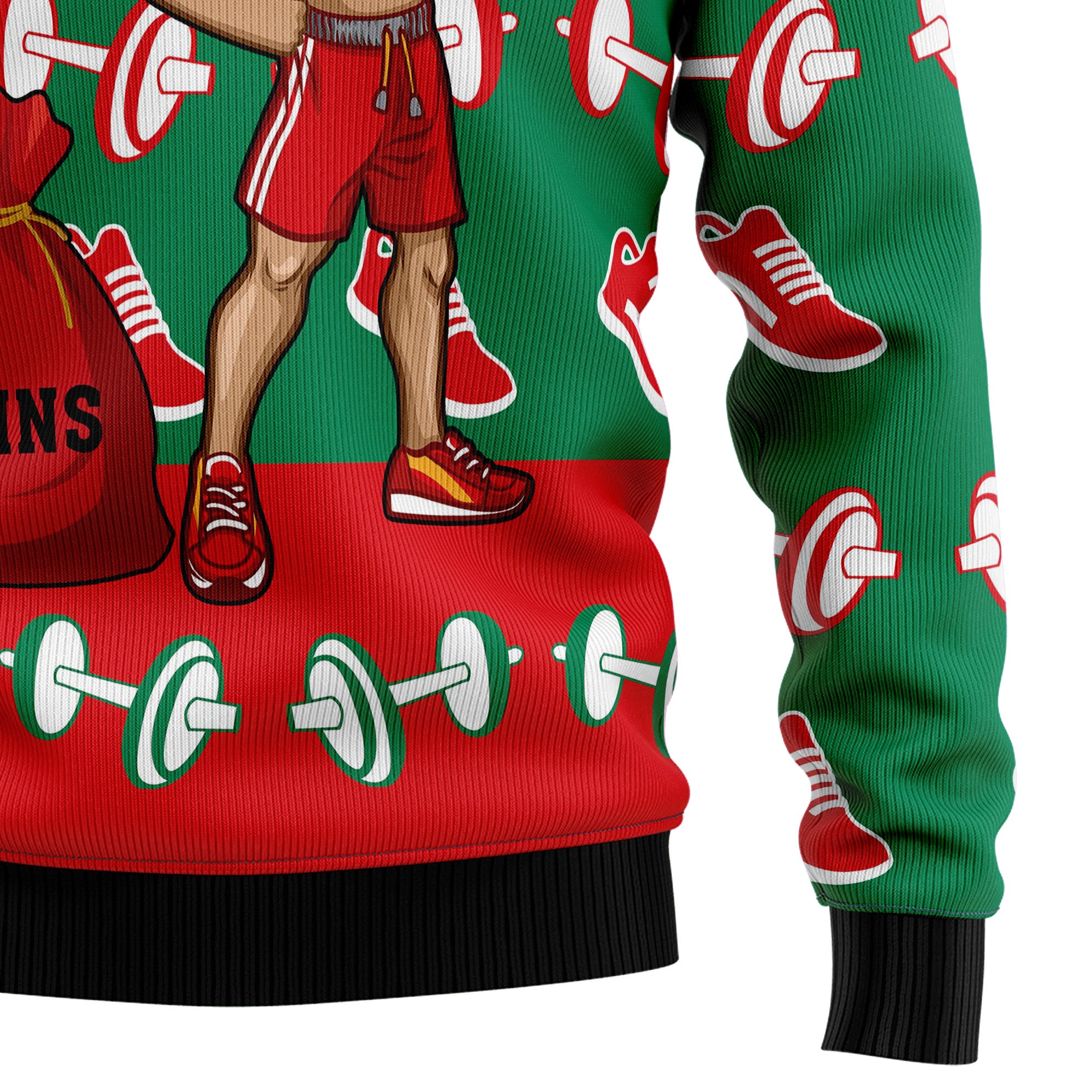 Santa Gym Christmas Ugly Christmas Sweater, Unisex Holiday Party Outfit, Xmas Gift for Gym and Fitness Lovers