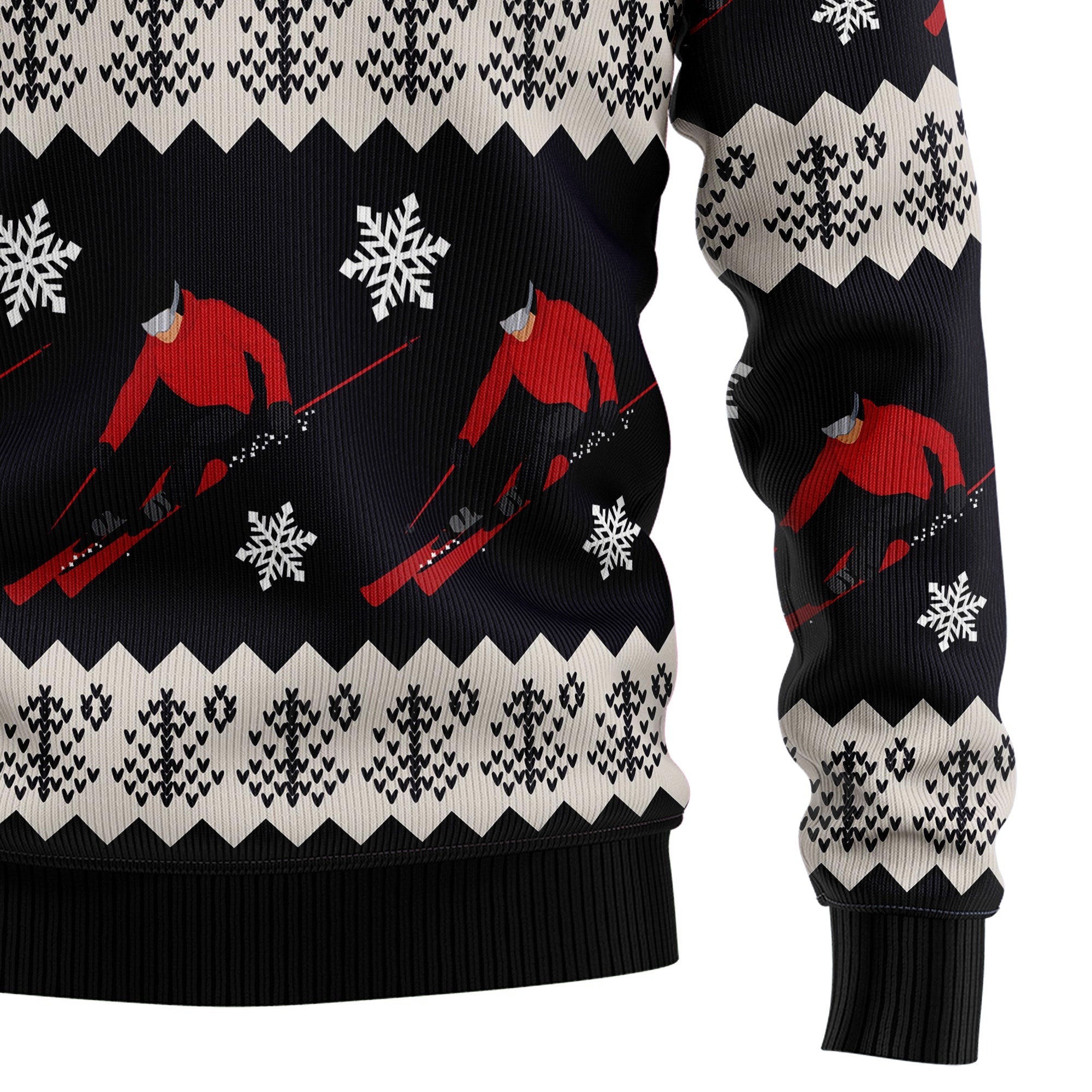 Skiing Ugly Christmas Sweater, Skier Holiday Pullover, Winter Sports Party Outfit and Christmas Gift for Ski Lovers