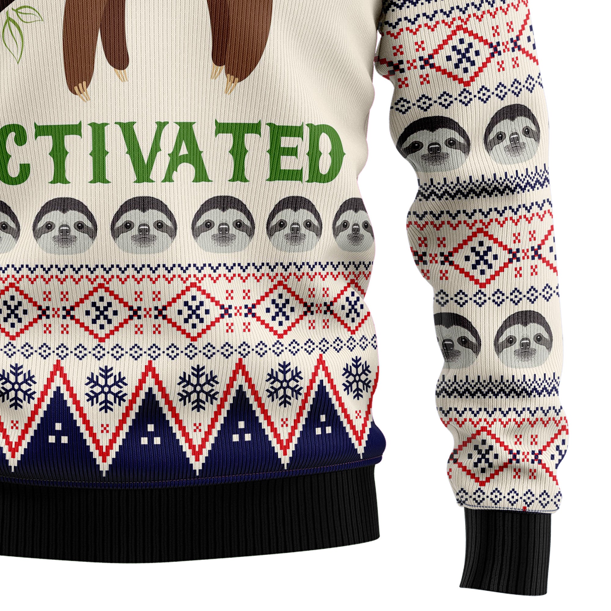 Sloth Mode Activated Ugly Christmas Sweater, Funny Holiday Party Outfit for Men and Women, Gift for Sloth Lovers