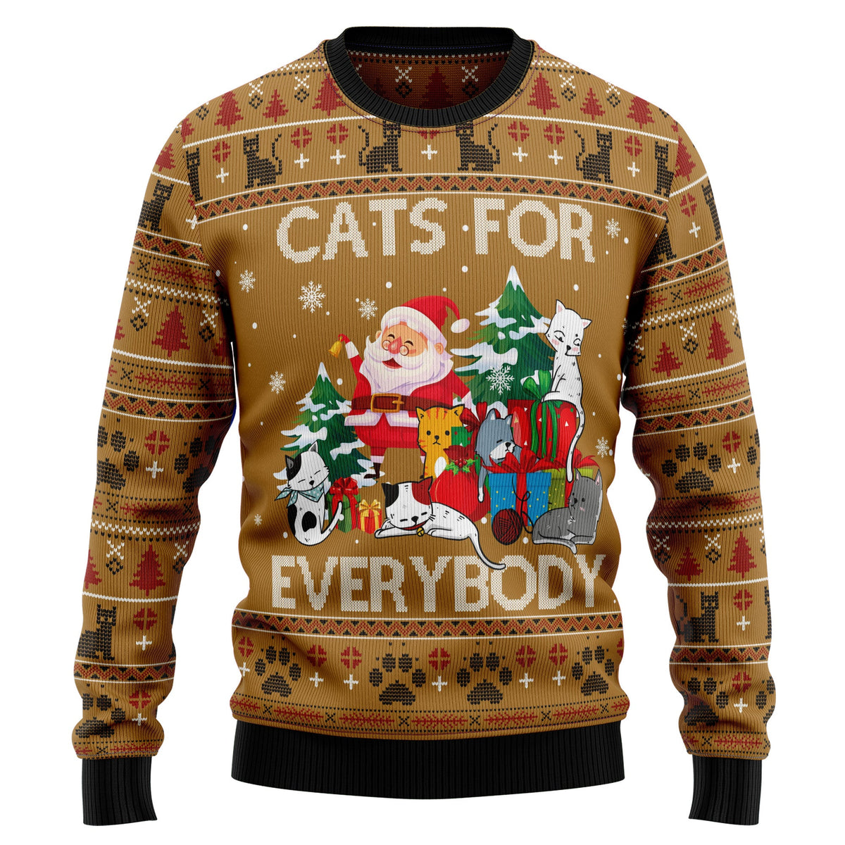 Cats for Everybody Ugly Christmas Sweater, Funny Festive Holiday Sweater for Men and Women, Gift for Cat Lovers