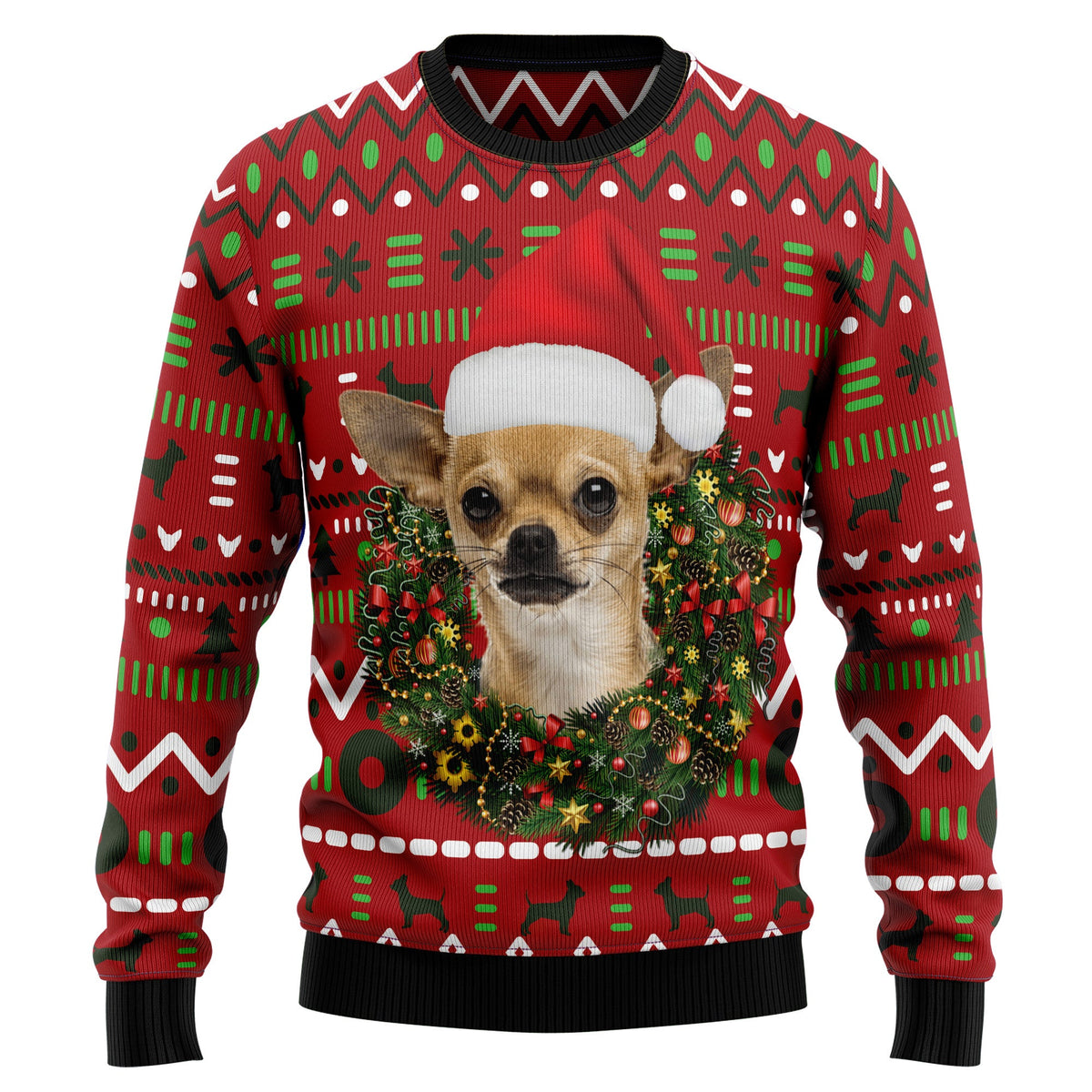 Playful Chihuahua Merry Christmas Ugly Christmas Sweater for Men Women, Funny Holiday Party Outfit, Festive Xmas Gift
