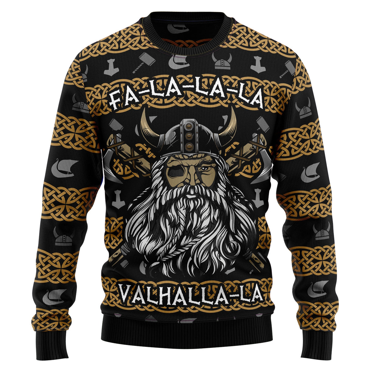 Valhalla La La La Viking Sweater - Funny Ugly Christmas Sweater for Men and Women, Unisex Holiday Party Outfit