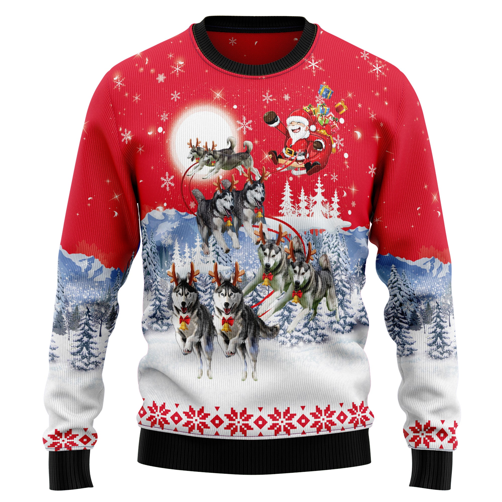 Siberian Husky Santa Claus Ugly Christmas Sweater, Unisex Holiday Party Outfit, Xmas Gift for Husky Dog Lovers