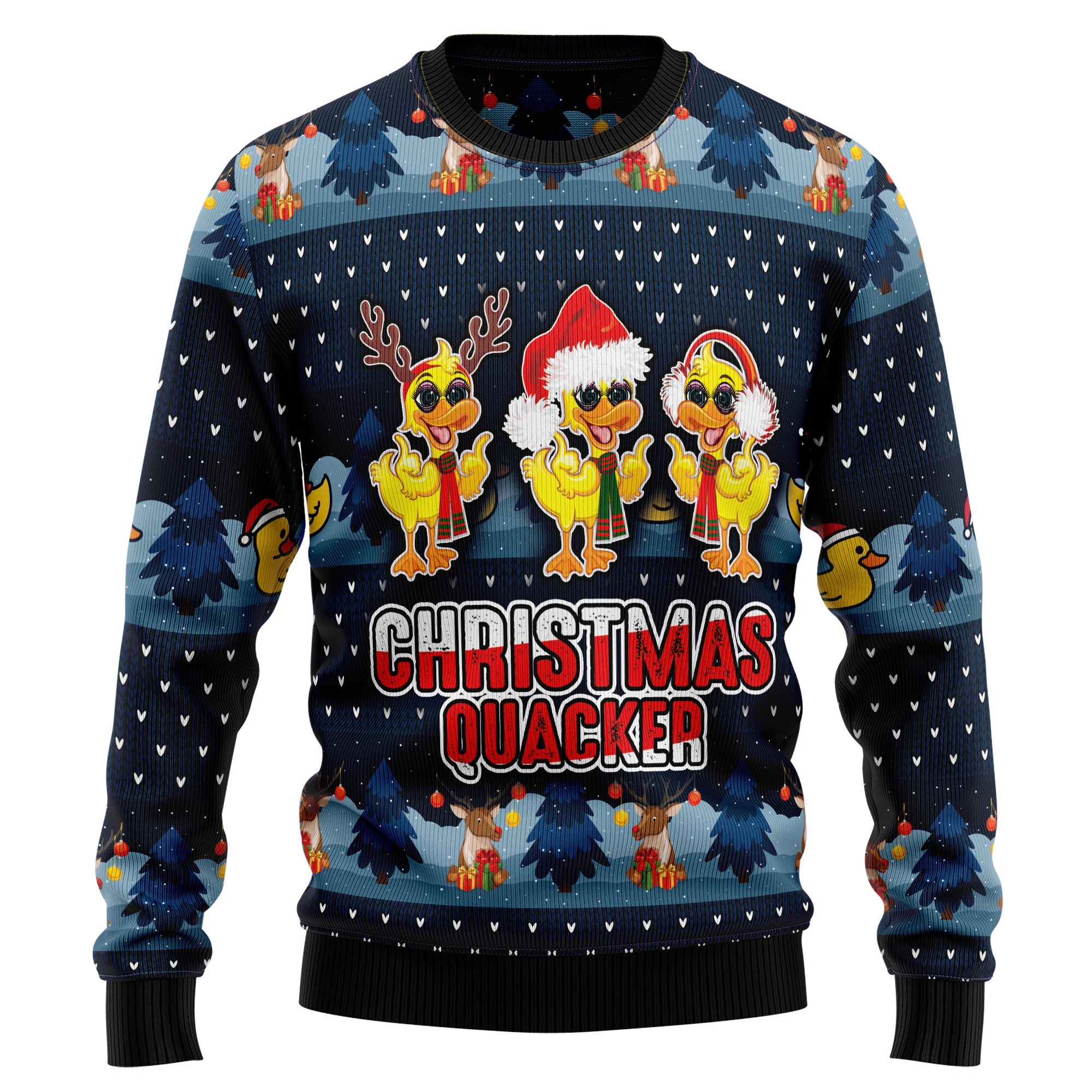 Cute Duck Quacker Ugly Christmas Sweater for Men and Women, Funny Holiday Party Outfit, Festive Christmas Gift