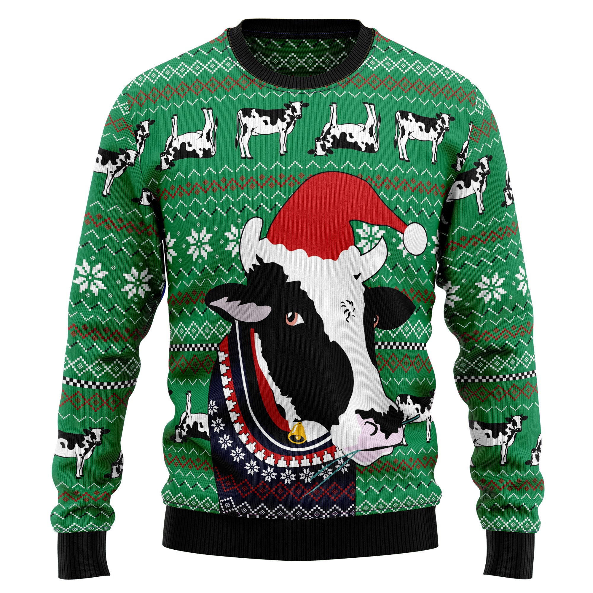 Funny Christmas Cow Ugly Christmas Sweater, Festive Holiday Party Outfit for Men and Women, Gift for Cow Lovers
