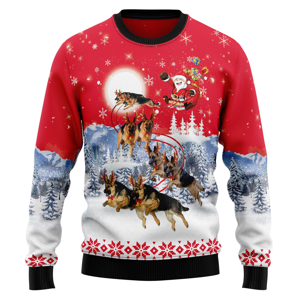 German Shepherd Santa Claus Ugly Christmas Sweater for Men Women, Funny Holiday Party Outfit, Festive Xmas Gift