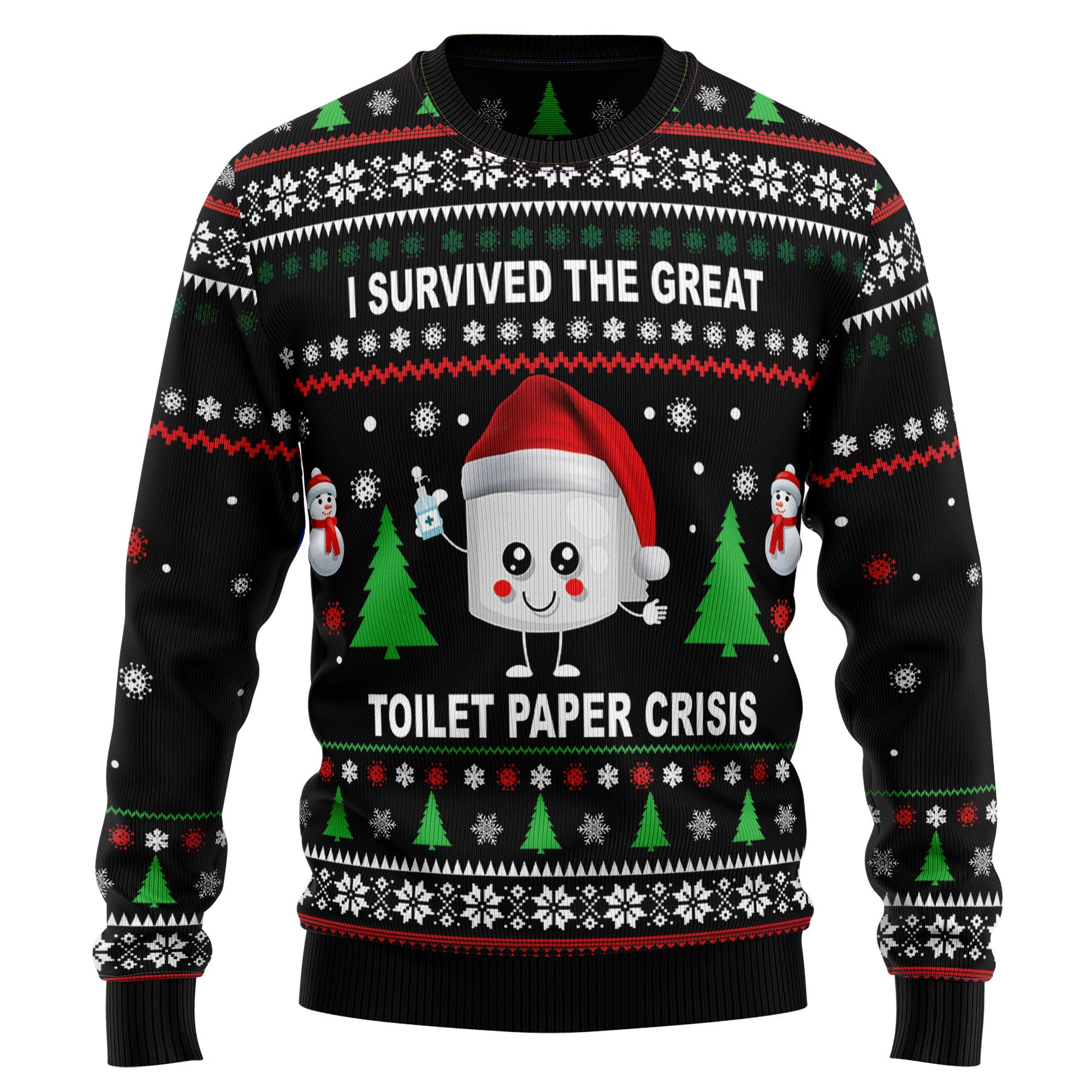I Survived the Great Toilet Paper Crisis Ugly Christmas Sweater, Funny Christmas Gift for Funny Retro Meme Fans
