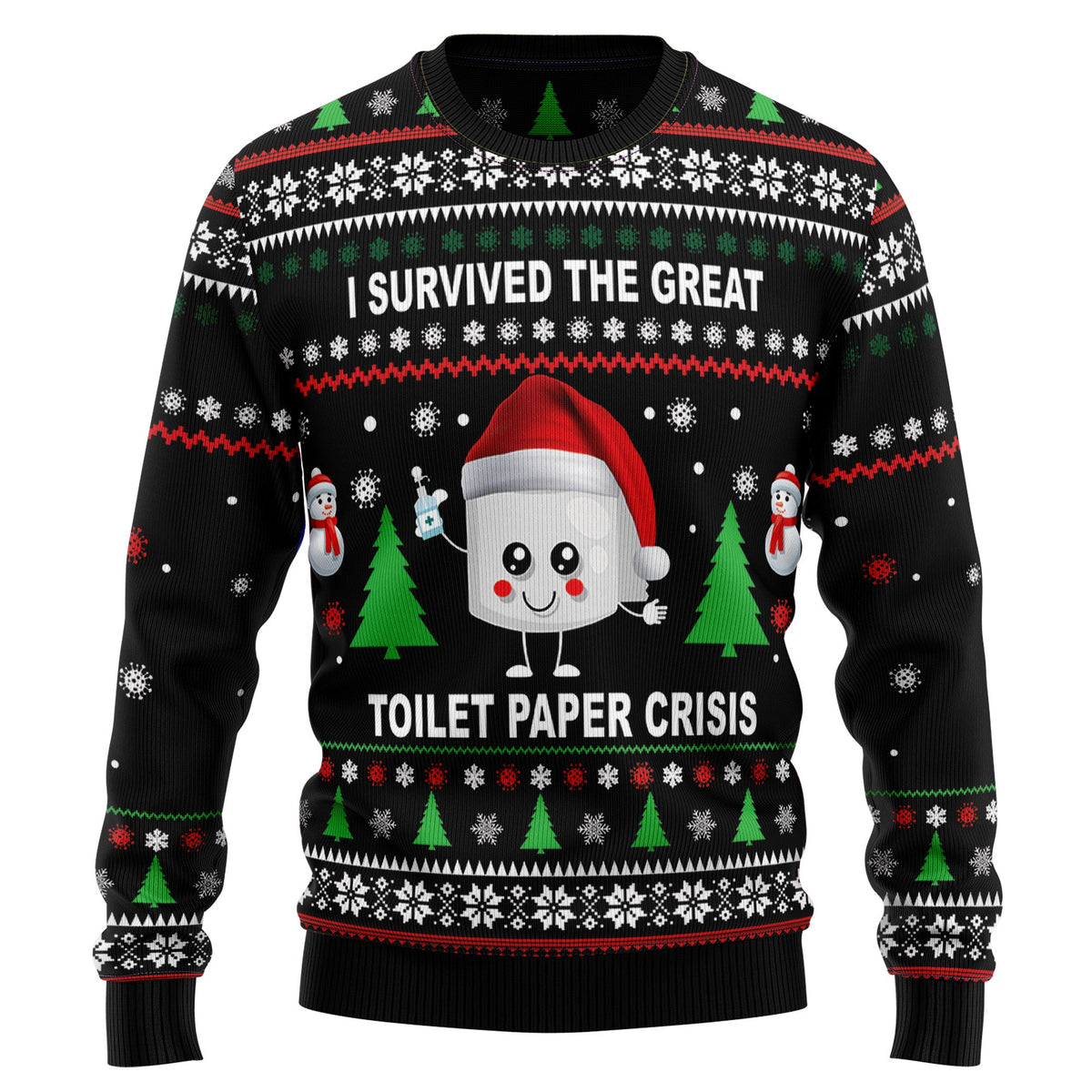 I Survived the Great Toilet Paper Crisis Ugly Christmas Sweater, Funny Christmas Gift for Funny Retro Meme Fans
