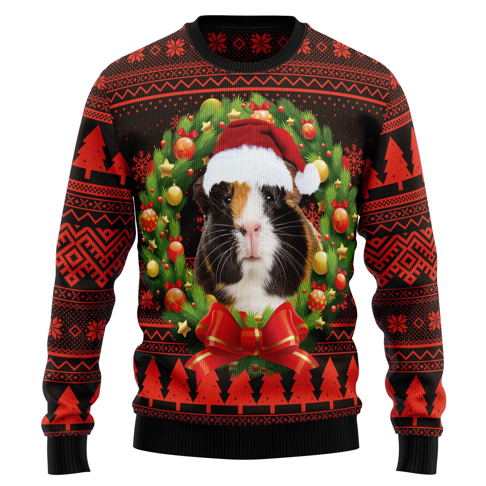 Cute Guinea Pig Ugly Christmas Sweater, Funny Holiday Party Outfit for Men and Women, Gift for Guinea Pig Owners