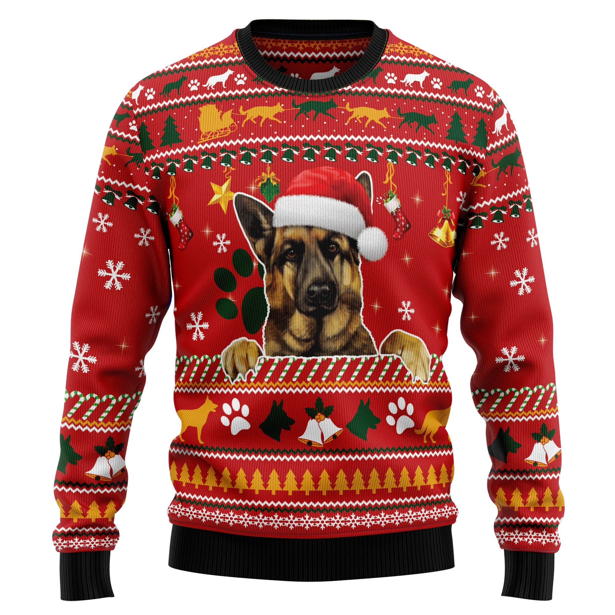 German Shepherd Waiting For Christmas Ugly Christmas Sweater for Men Women, Holiday Party Outfit, Funny Xmas Gift