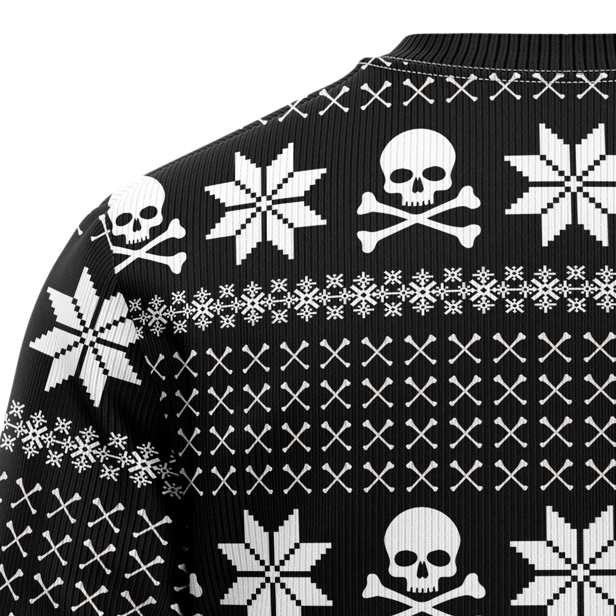 Skull Jolly Face Ugly Christmas Sweater for Men and Women, Funny Holiday Party Outfit, Festive Christmas Gift