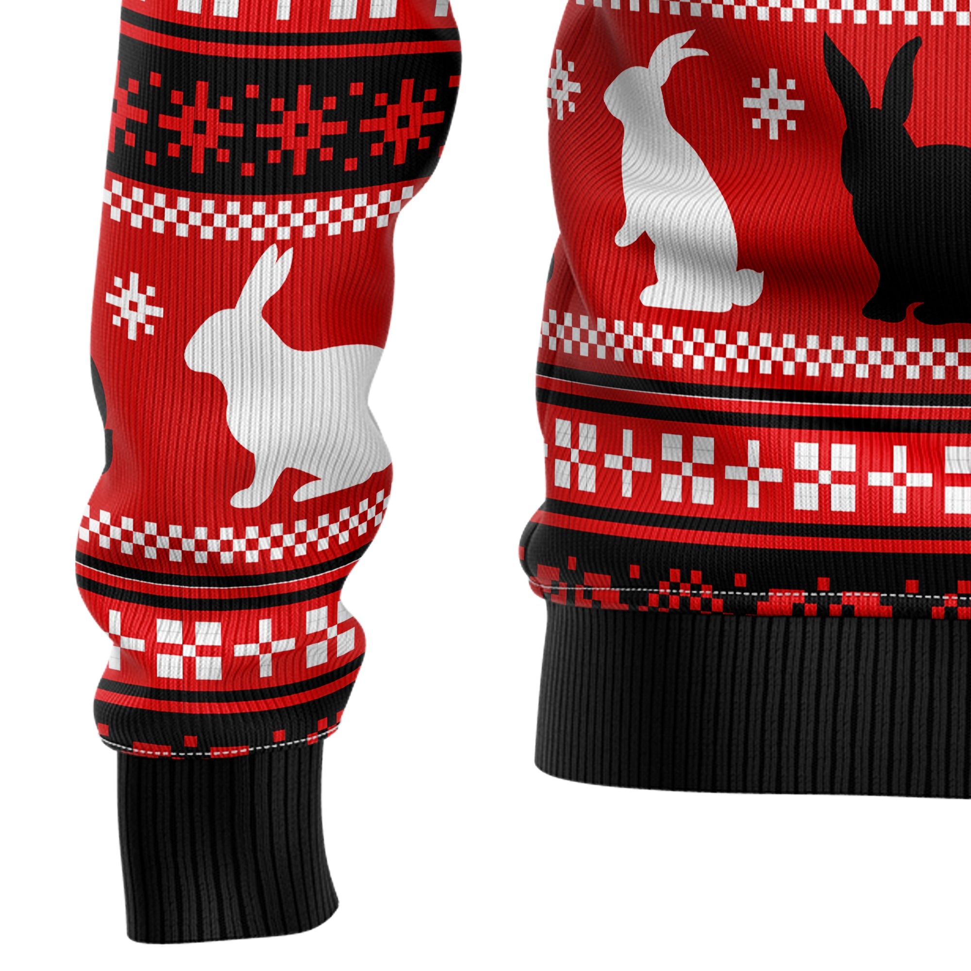 Rabbit Ugly Christmas Sweater, Bunny and Pine Tree Holiday Pullover, Christmas Party Outfit and Gift for Rabbit Lovers