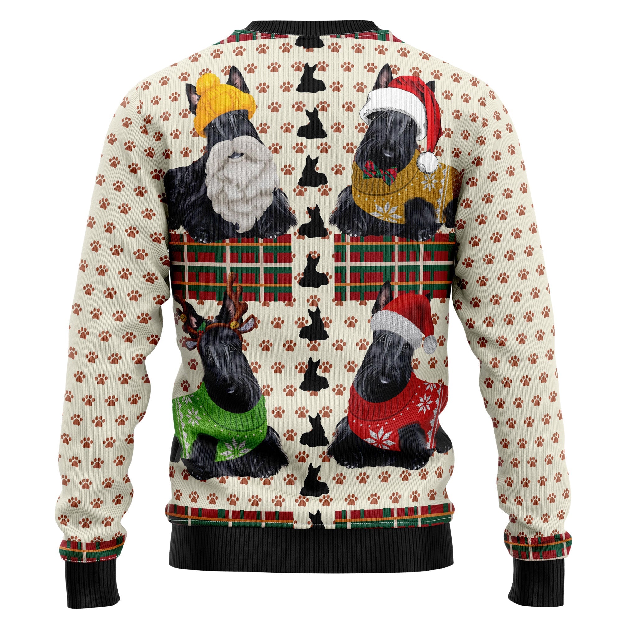 Scottish Terrier Ugly Christmas Sweater, Festive Scottie Dog Pullover, Holiday Gatherings and Family Photos