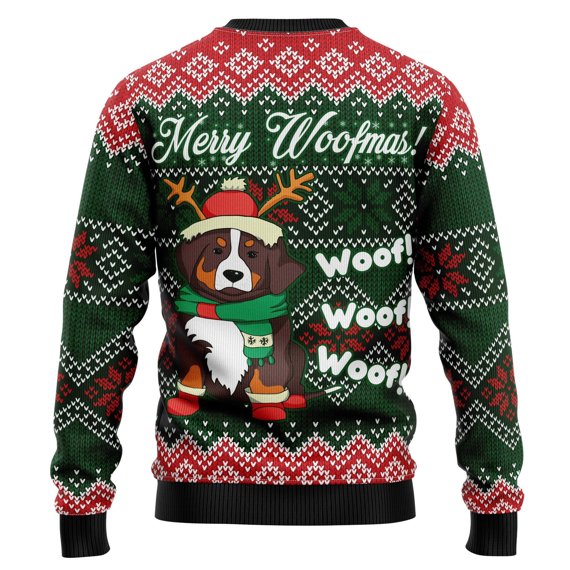 Bernese Mountain Dog Woofmas Ugly Christmas Sweater, Unisex Christmas Party Sweater, Gift for Bernese Dog Lovers