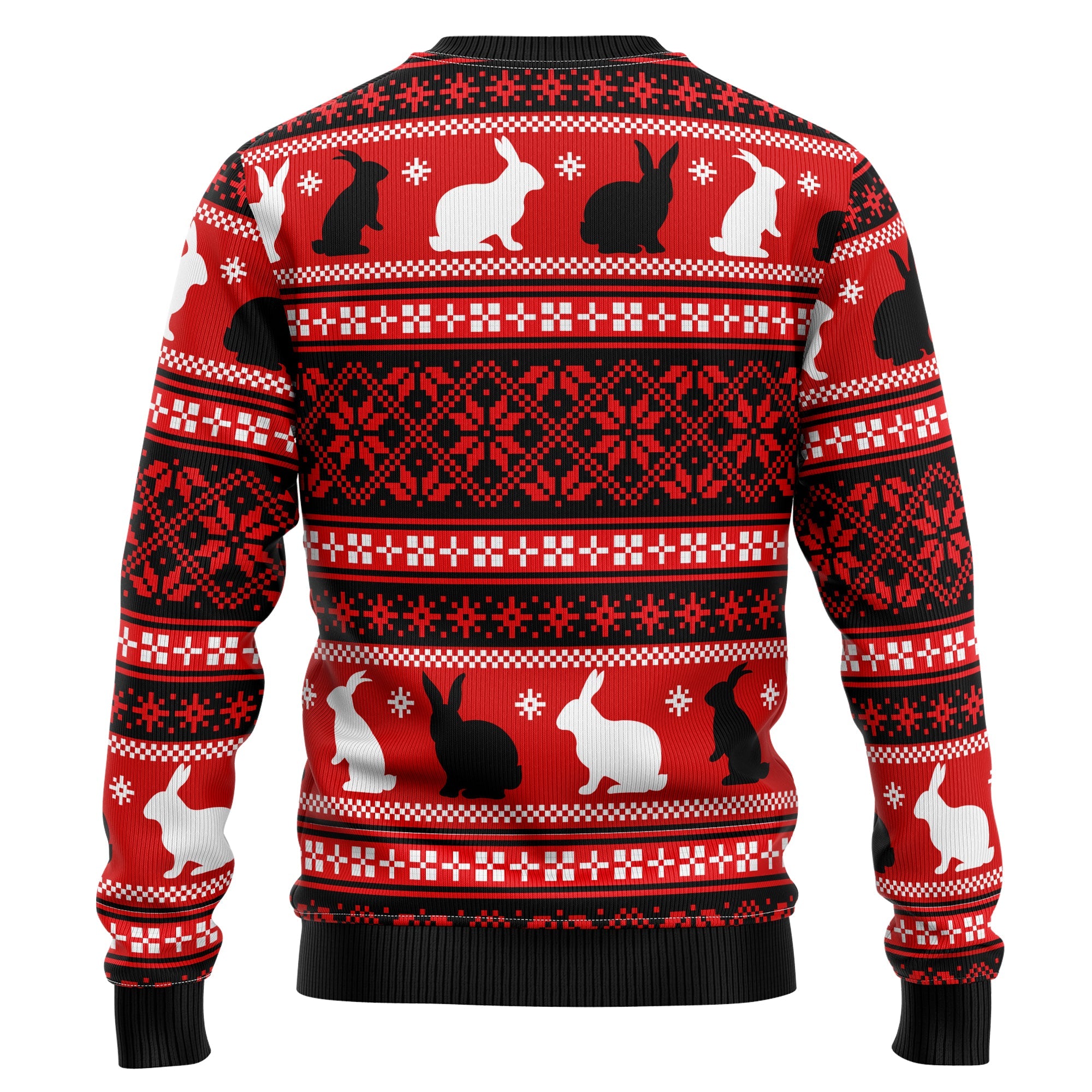 Rabbit Ugly Christmas Sweater, Bunny and Pine Tree Holiday Pullover, Christmas Party Outfit and Gift for Rabbit Lovers