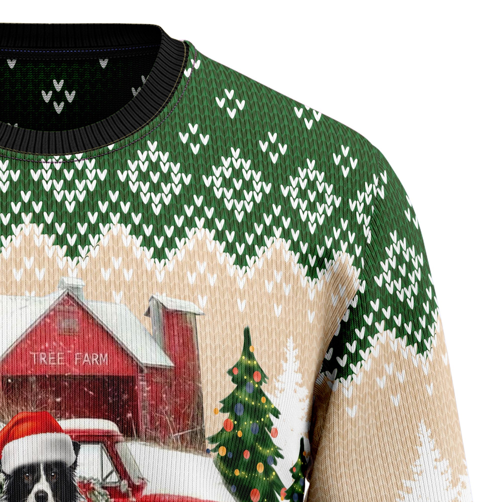 Border Collie Ugly Christmas Sweater, Cute Dog Christmas Tree Farm Holiday Pullover, Festive Xmas Party Outfit for Men and Women
