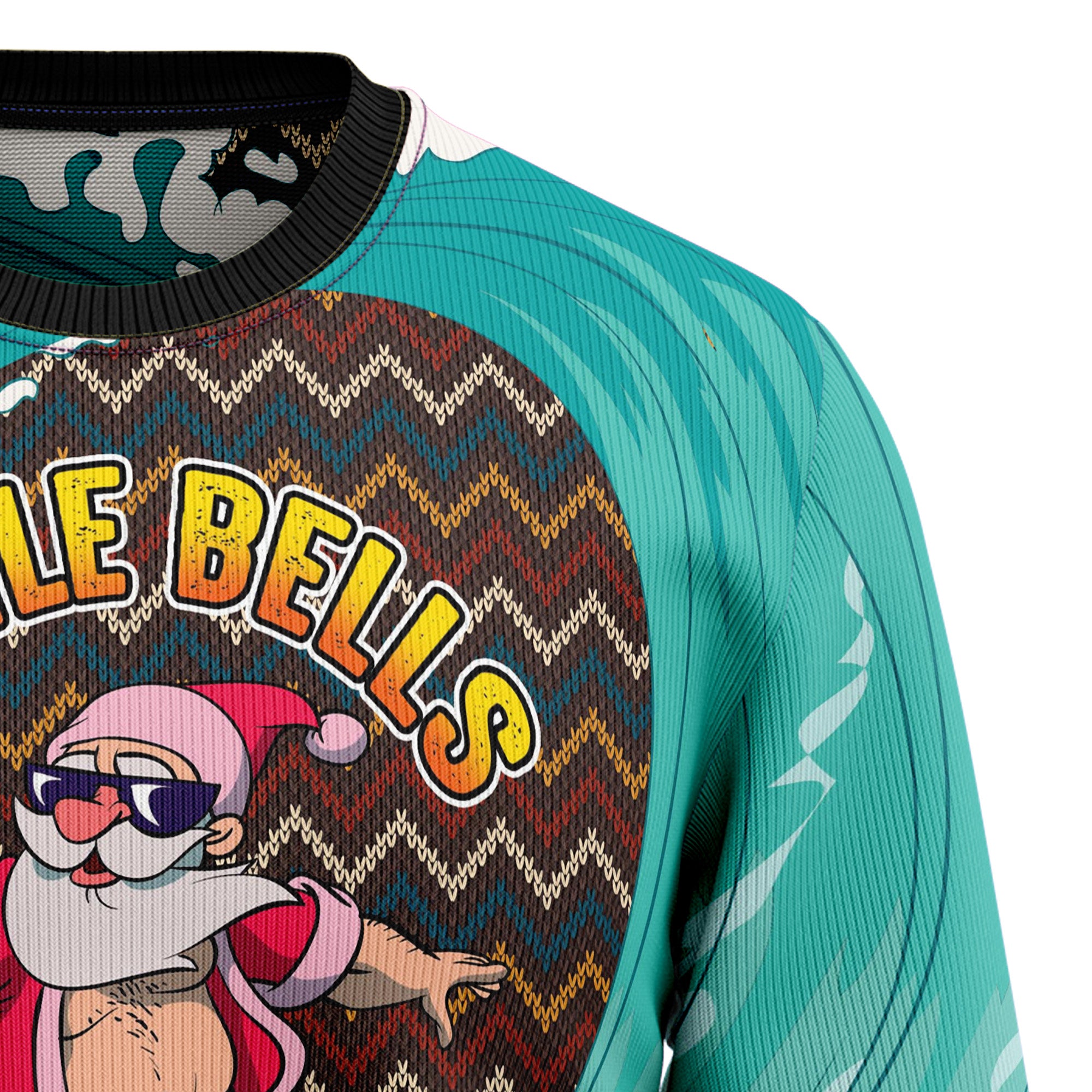 Jingle Bells Surfing Swells Ugly Christmas Sweater for Men and Women, Funny Xmas Party Outfit, Gift for Surfers