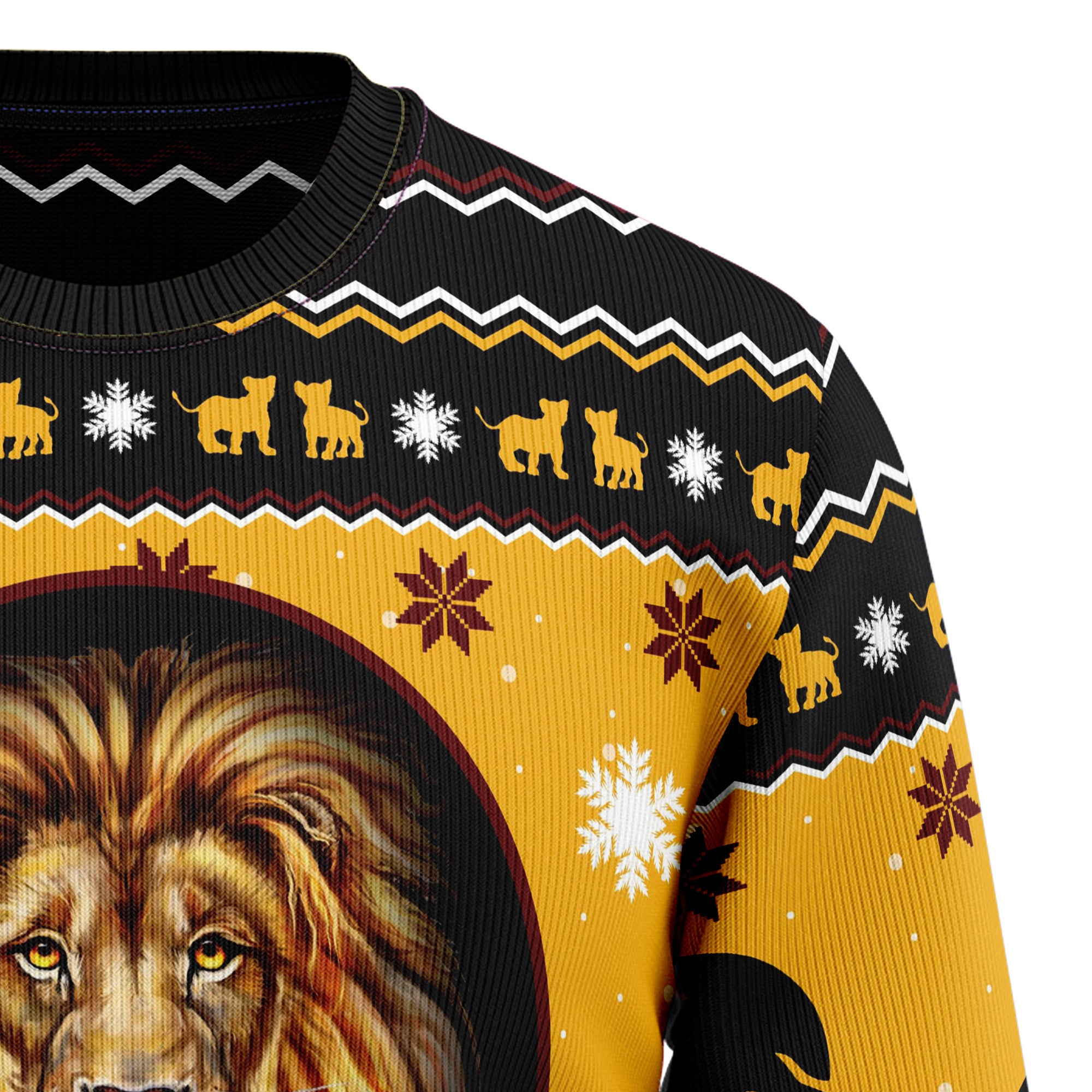 Lion Xmas Ugly Christmas Sweater for Men and Women, Funny Holiday Party Outfit, Festive Christmas Gift