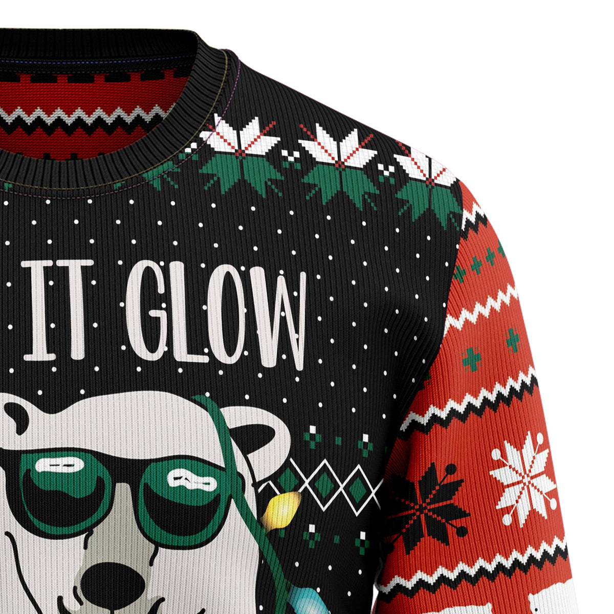 Let's Glow Polar Bear Ugly Christmas Sweater, Unisex Holiday Party Outfit, Gift for Polar Bear and Arctic Fans