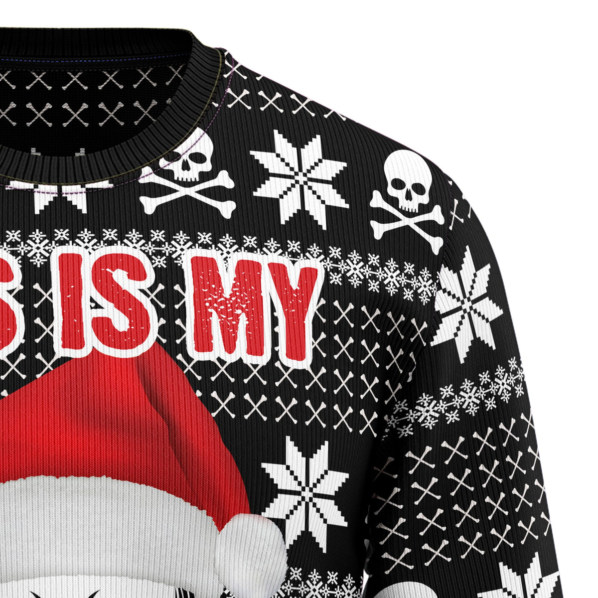 Skull Jolly Face Ugly Christmas Sweater for Men and Women, Funny Holiday Party Outfit, Festive Christmas Gift