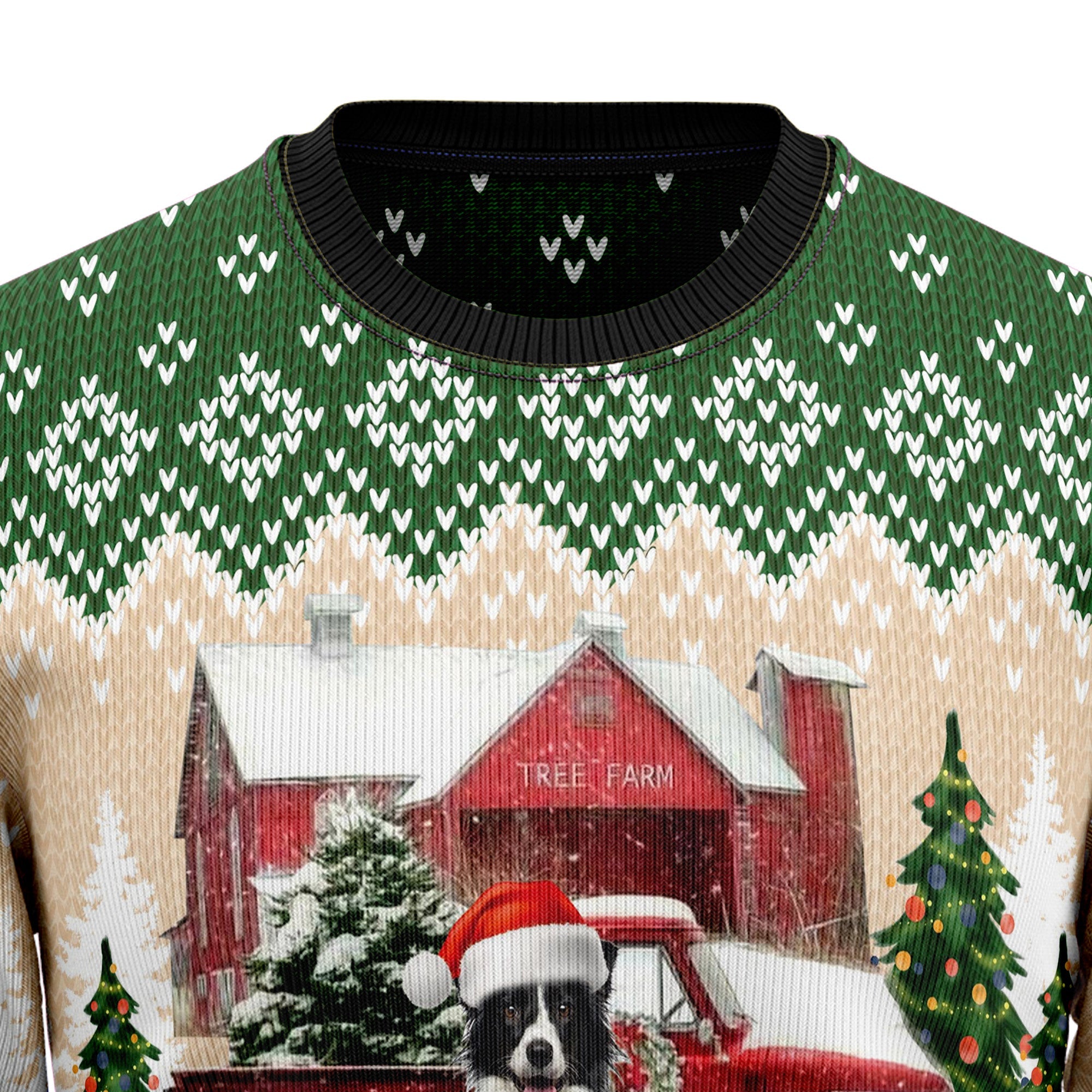 Border Collie Ugly Christmas Sweater, Cute Dog Christmas Tree Farm Holiday Pullover, Festive Xmas Party Outfit for Men and Women