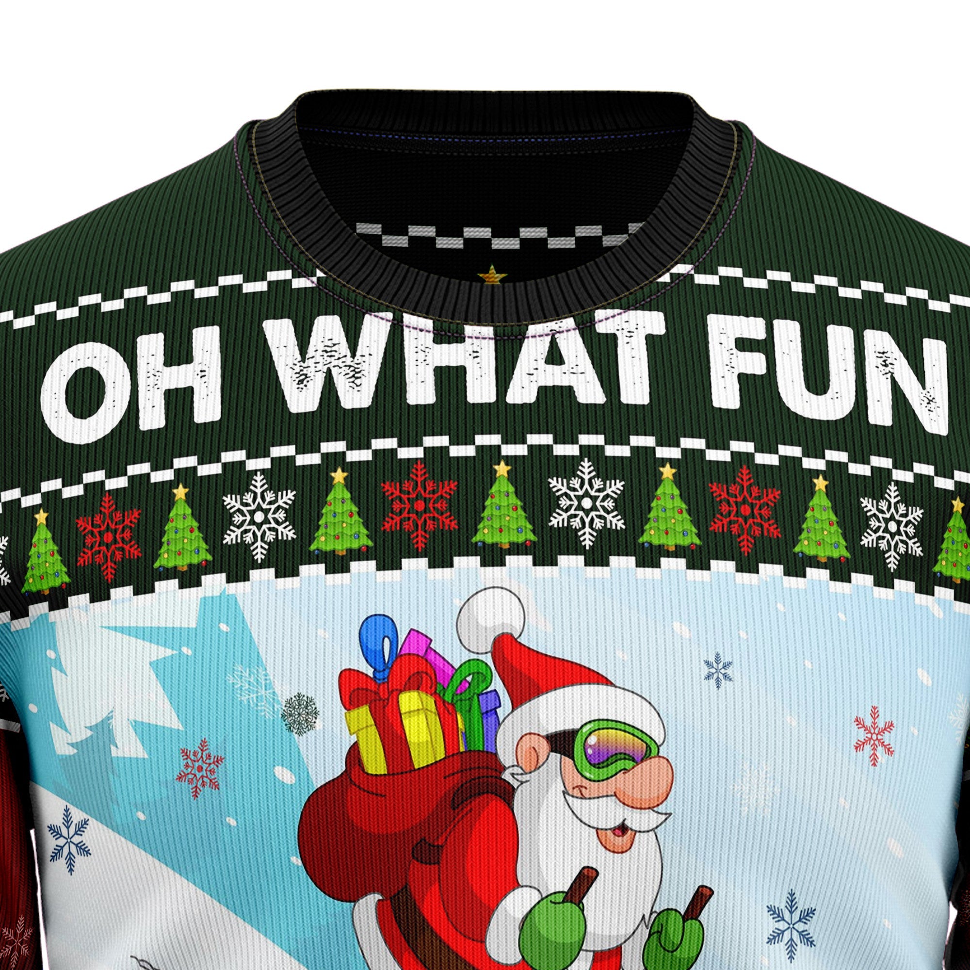 Skiing Oh What Fun Ugly Christmas Sweater for Men and Women, Funny Holiday Party Outfit, Festive Christmas Gift