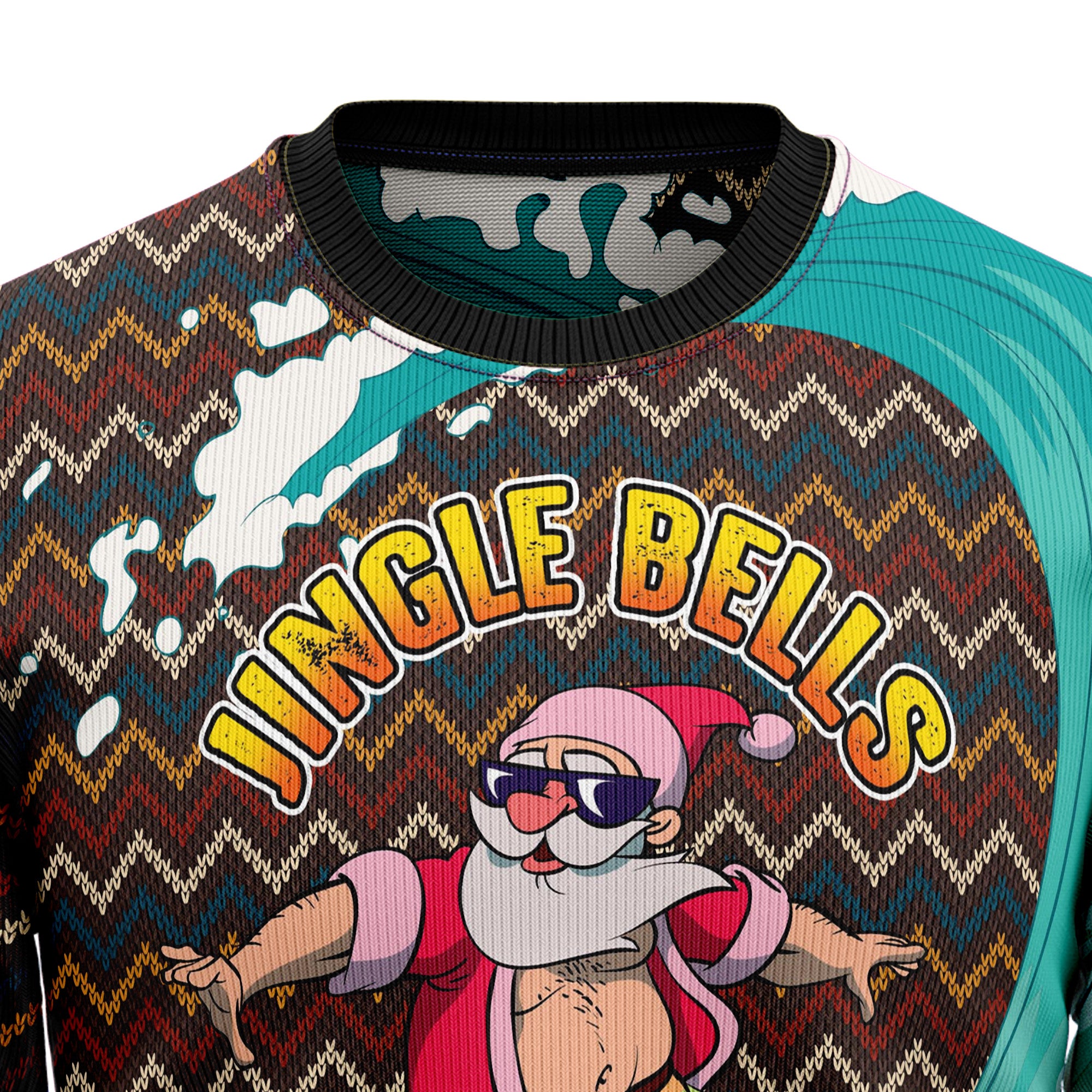 Jingle Bells Surfing Swells Ugly Christmas Sweater for Men and Women, Funny Xmas Party Outfit, Gift for Surfers