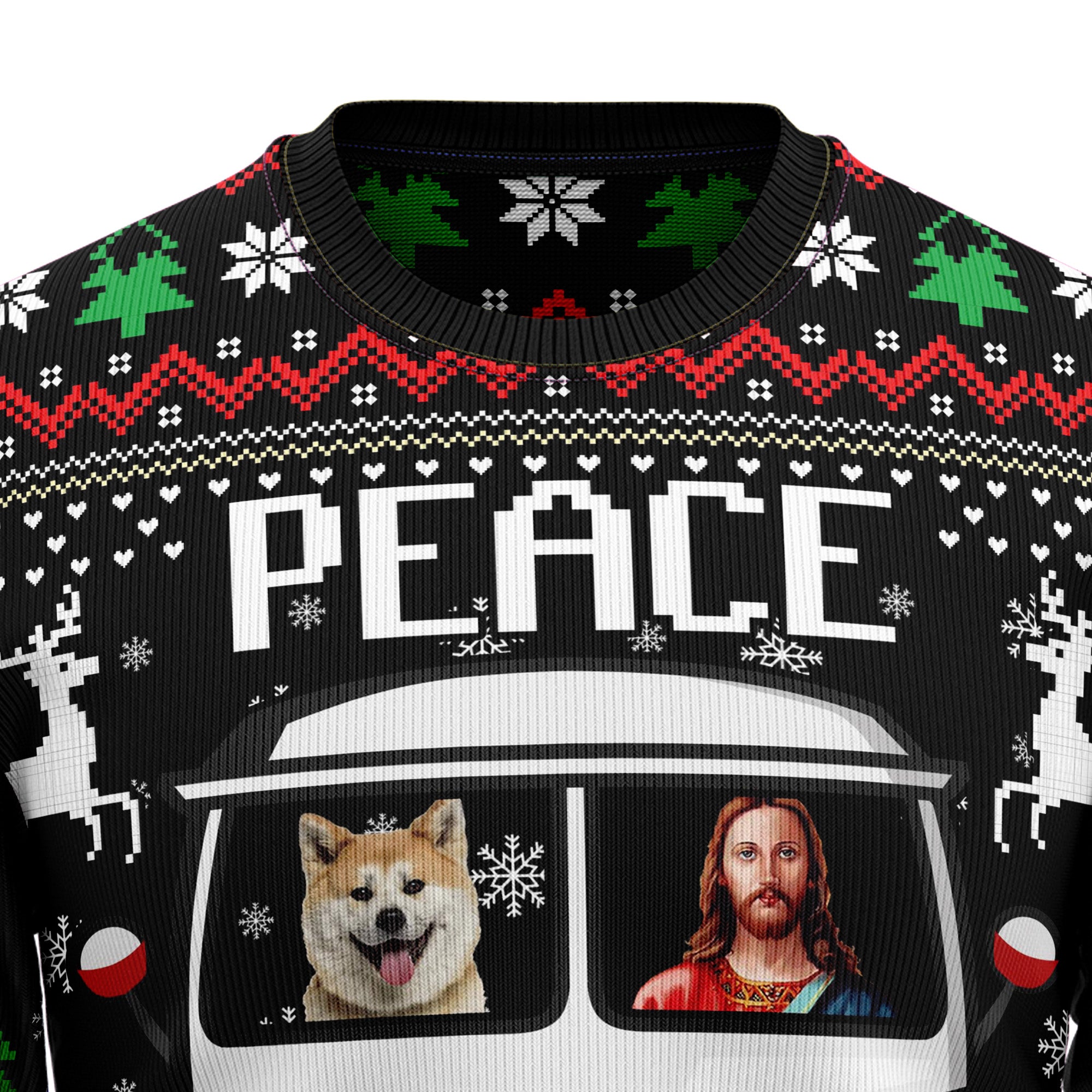 Shiba Inu Peace Ugly Christmas Sweater for Men and Women, Xmas Party Outfit, Fun Gift for Shiba Inu Dog Lovers