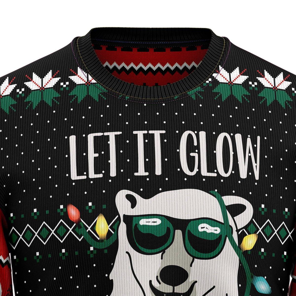 Let's Glow Polar Bear Ugly Christmas Sweater, Unisex Holiday Party Outfit, Gift for Polar Bear and Arctic Fans