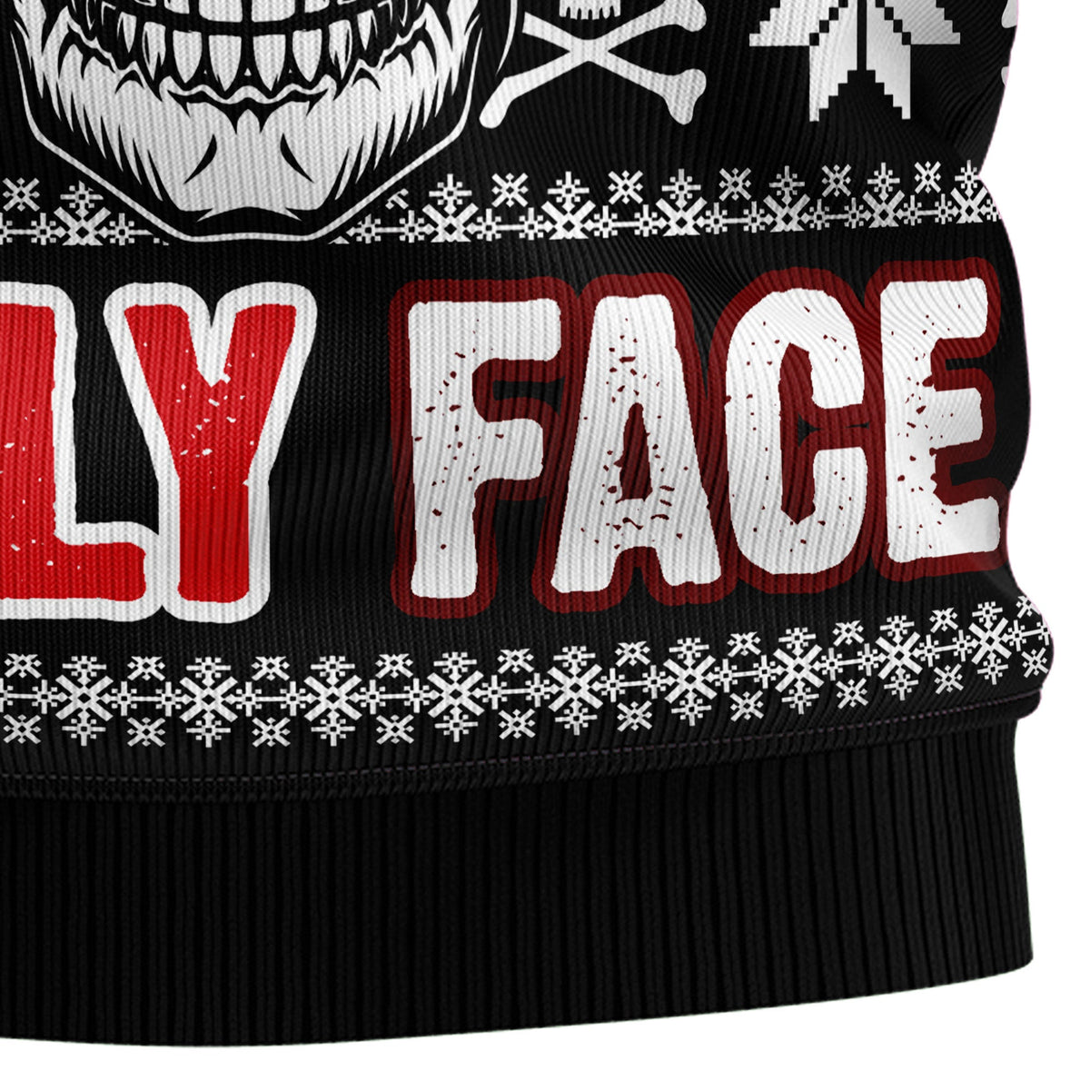 Skull Jolly Face Ugly Christmas Sweater for Men and Women, Funny Holiday Party Outfit, Festive Christmas Gift