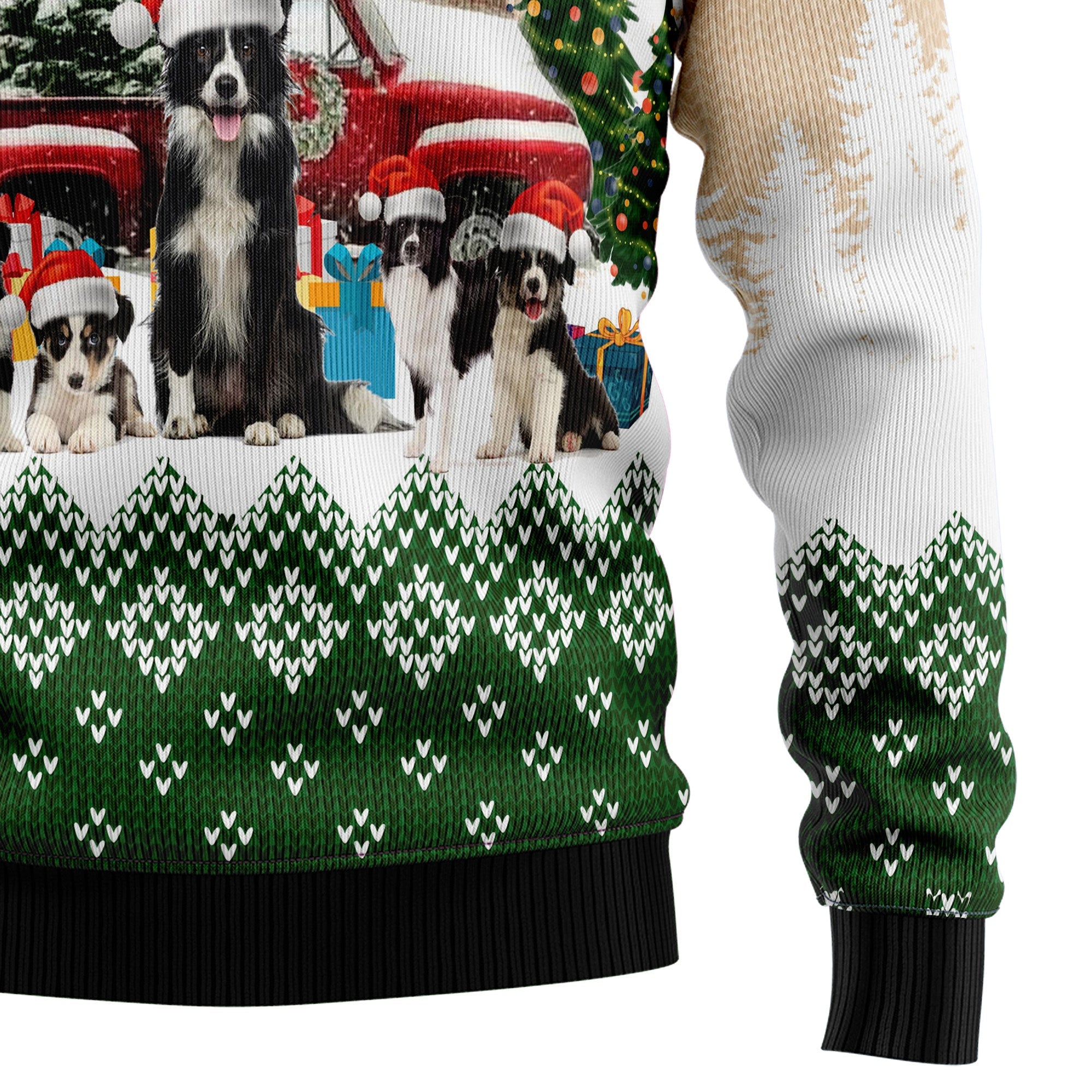 Border Collie Ugly Christmas Sweater, Cute Dog Christmas Tree Farm Holiday Pullover, Festive Xmas Party Outfit for Men and Women