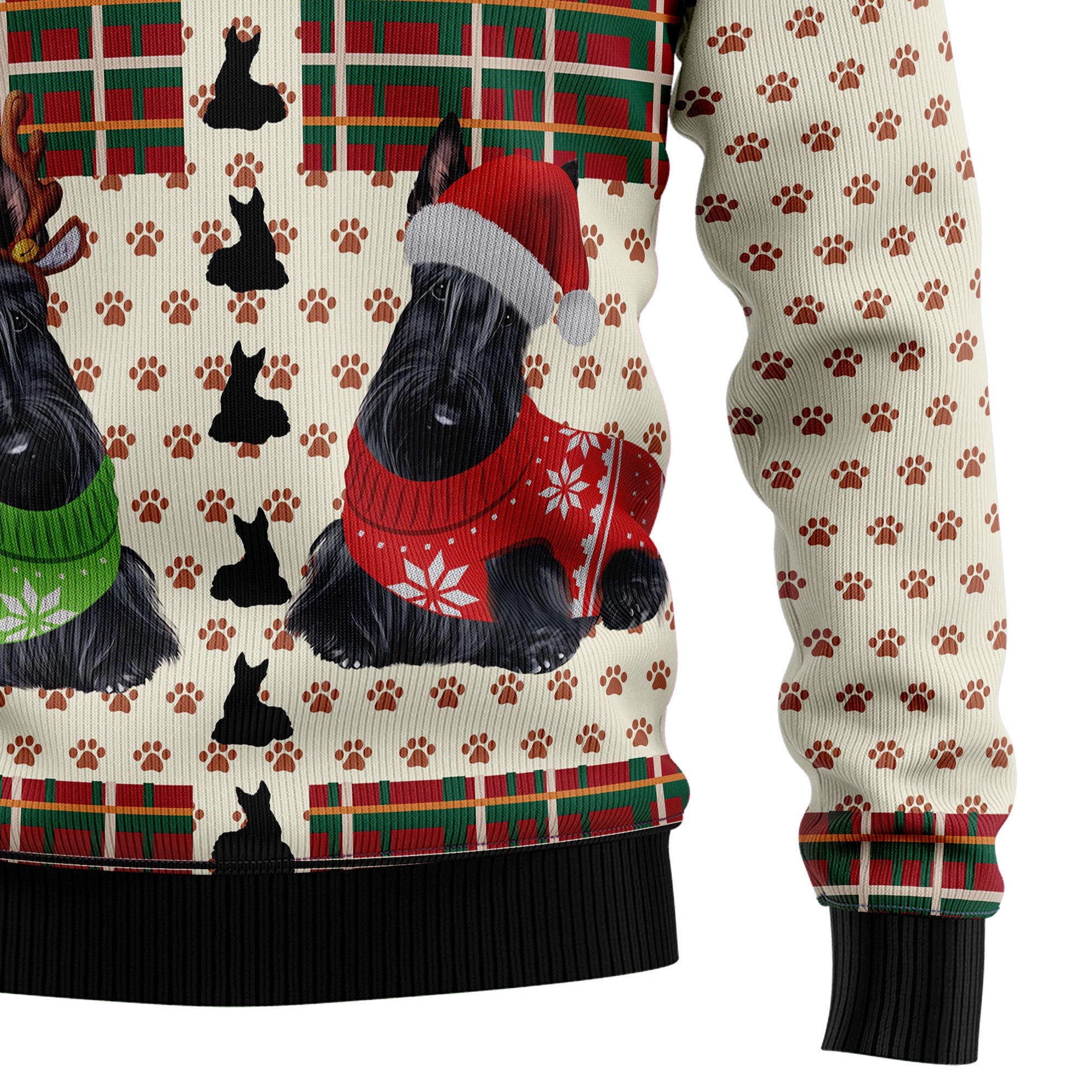 Scottish Terrier Ugly Christmas Sweater, Festive Scottie Dog Pullover, Holiday Gatherings and Family Photos