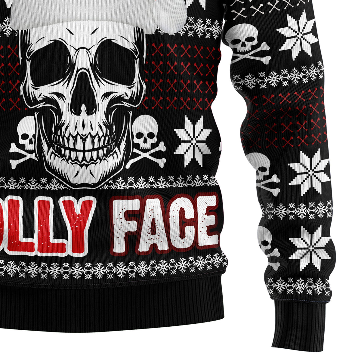 Skull Jolly Face Ugly Christmas Sweater for Men and Women, Funny Holiday Party Outfit, Festive Christmas Gift