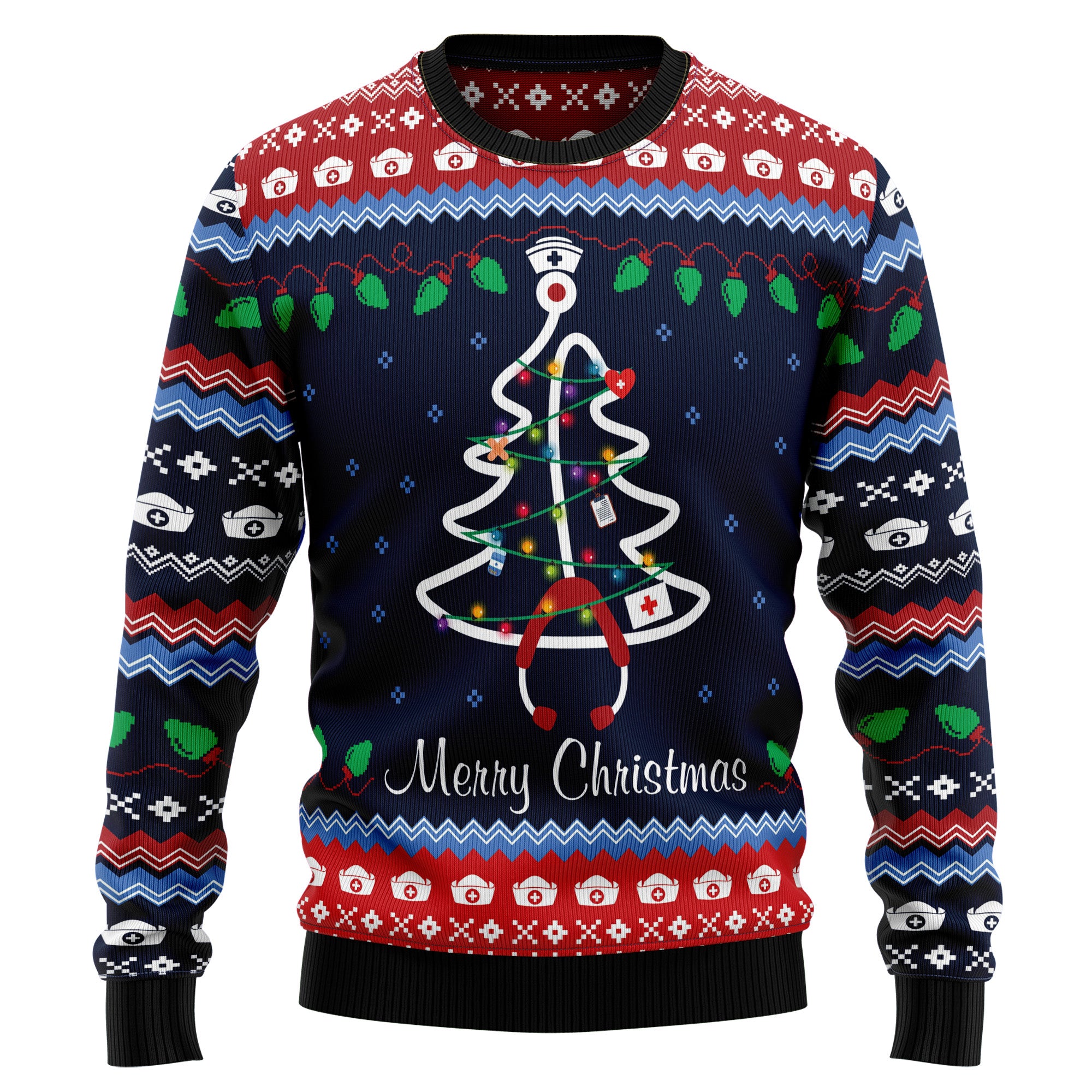 Merry Christmas Nurse Ugly Christmas Sweater, Unisex Holiday Party Outfit, Gift for Nurses and Healthcare Workers