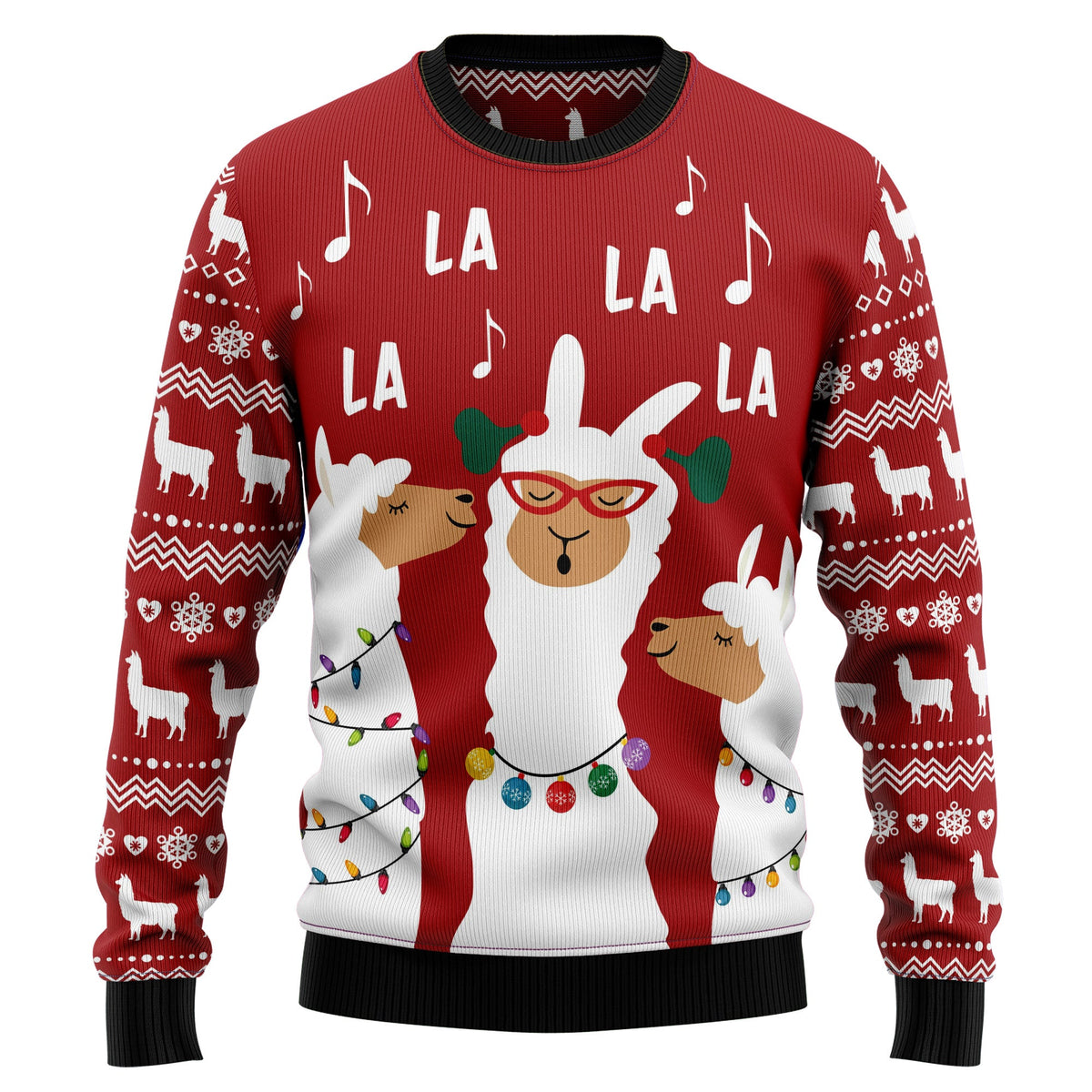 La La Llama Ugly Christmas Sweater, Cute Llama Holiday Pullover for Animal Lovers, Festive Winter Party Outfit