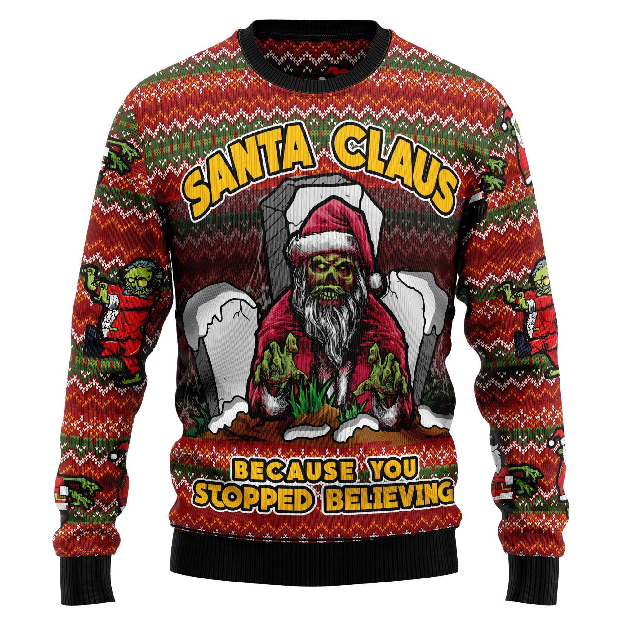 Santa Claus Zombie Ugly Christmas Sweater for Men and Women, Xmas Party Outfit, Gift for Zombie and Santa Fans