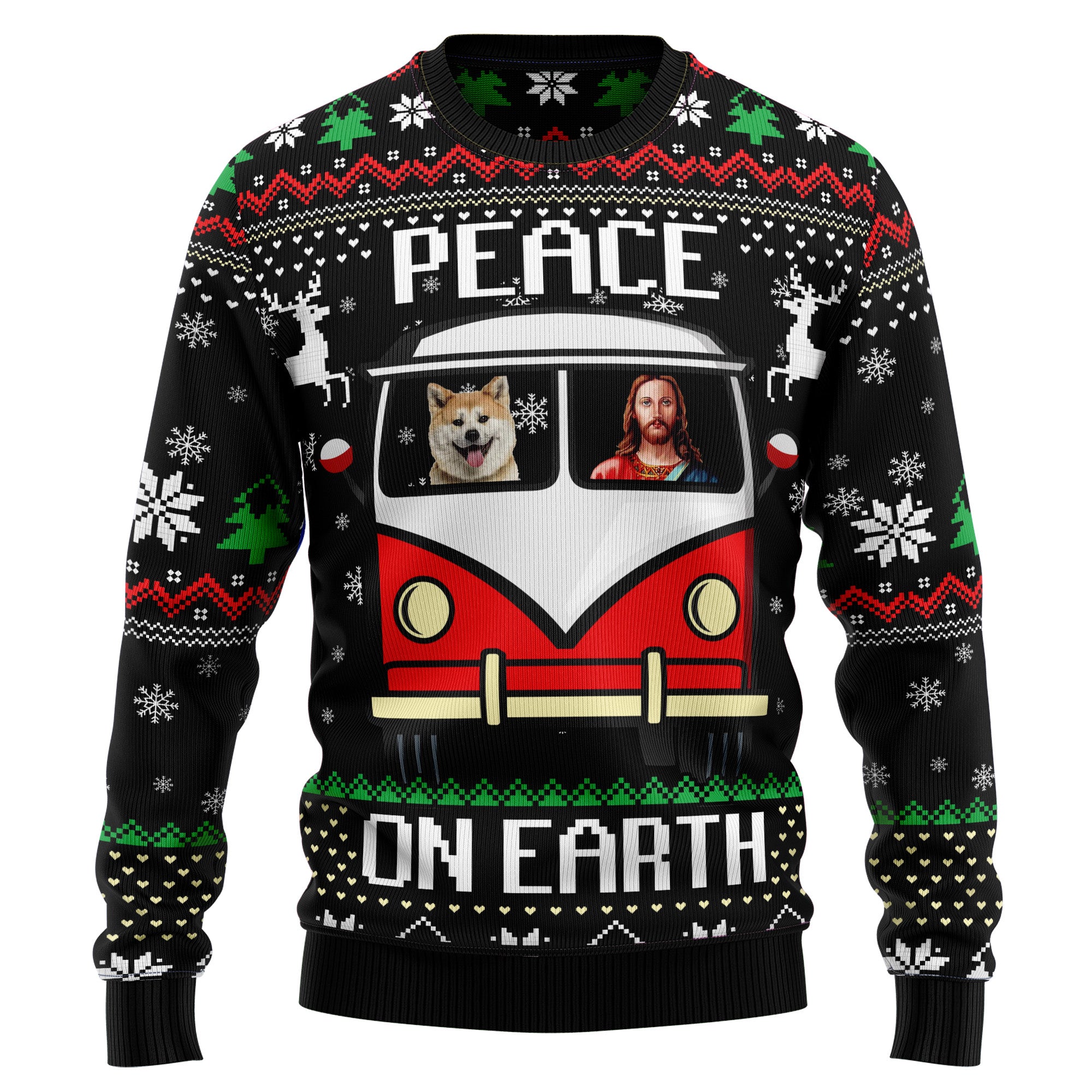 Shiba Inu Peace Ugly Christmas Sweater for Men and Women, Xmas Party Outfit, Fun Gift for Shiba Inu Dog Lovers