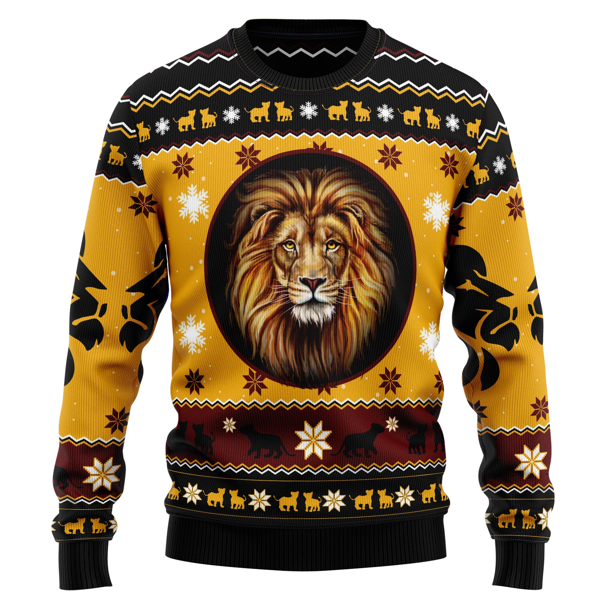 Lion Xmas Ugly Christmas Sweater for Men and Women, Funny Holiday Party Outfit, Festive Christmas Gift