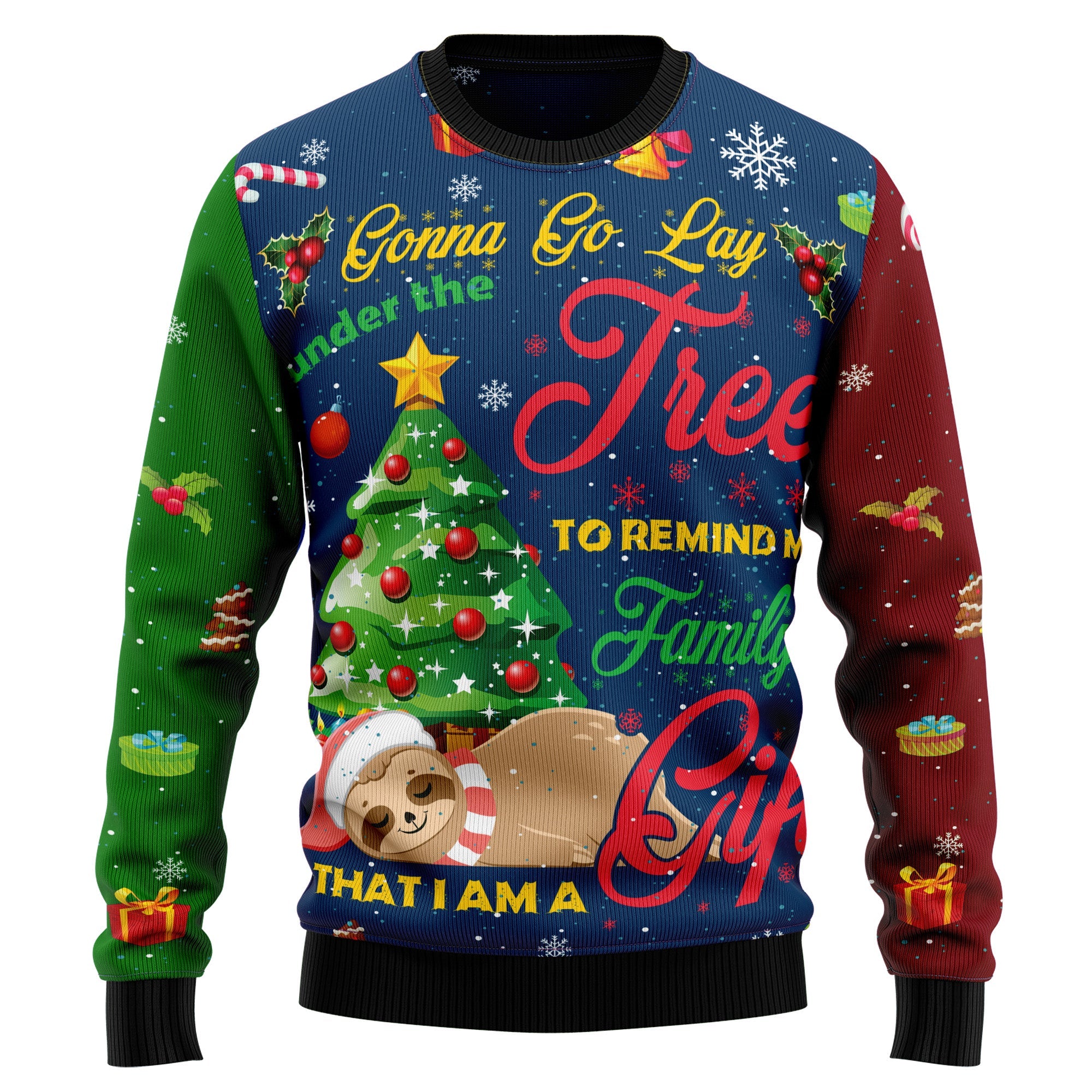 Sloth Gift Ugly Christmas Sweater, Funny Sloth Holiday Pullover, Holiday Gatherings and Family Photos