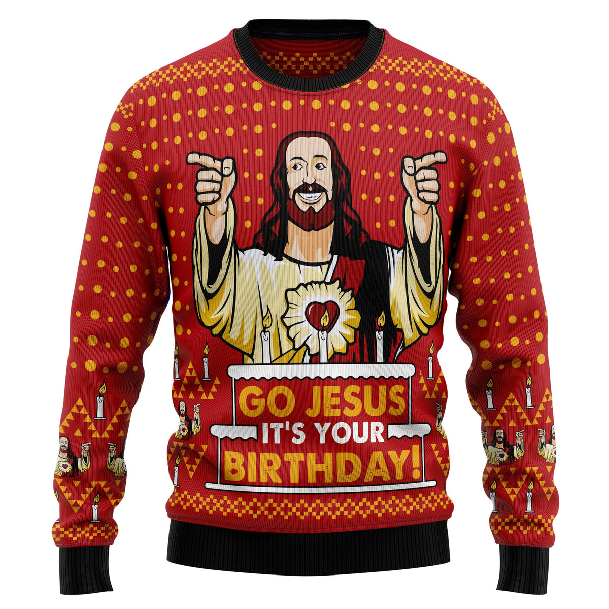 Jesus Birthday Christmas Sweater - Funny Ugly Christmas Sweater for Men and Women, Unisex Holiday Party Outfit