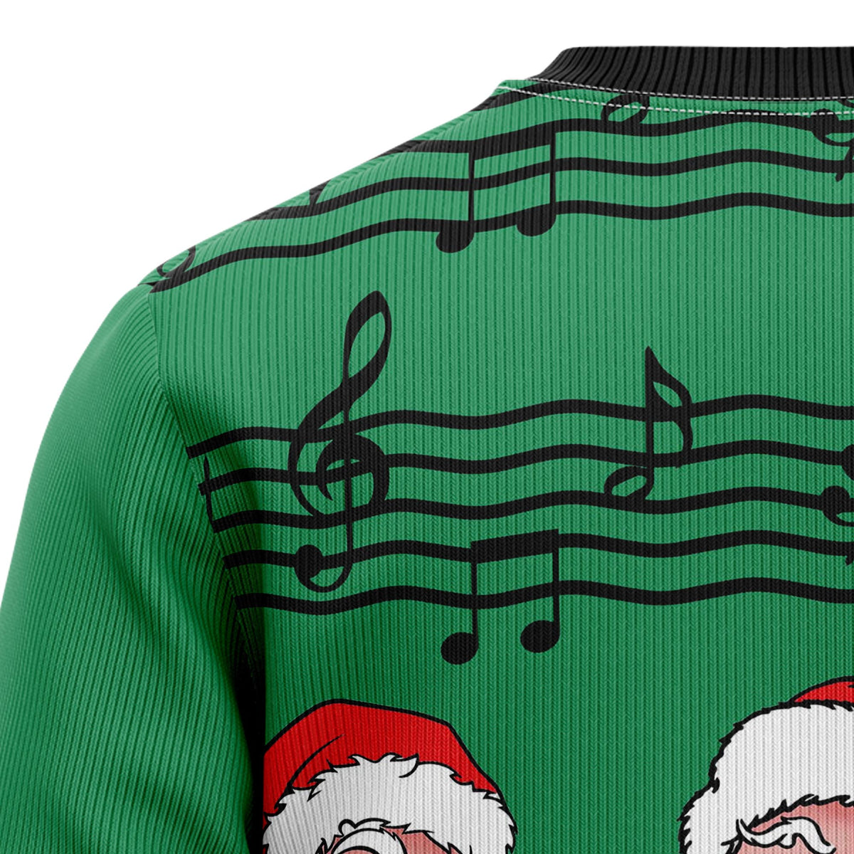 Santa Claus and Music Notes Ugly Christmas Sweater, Funny Xmas Party Outfit, Gift for Musicians and Music Lovers